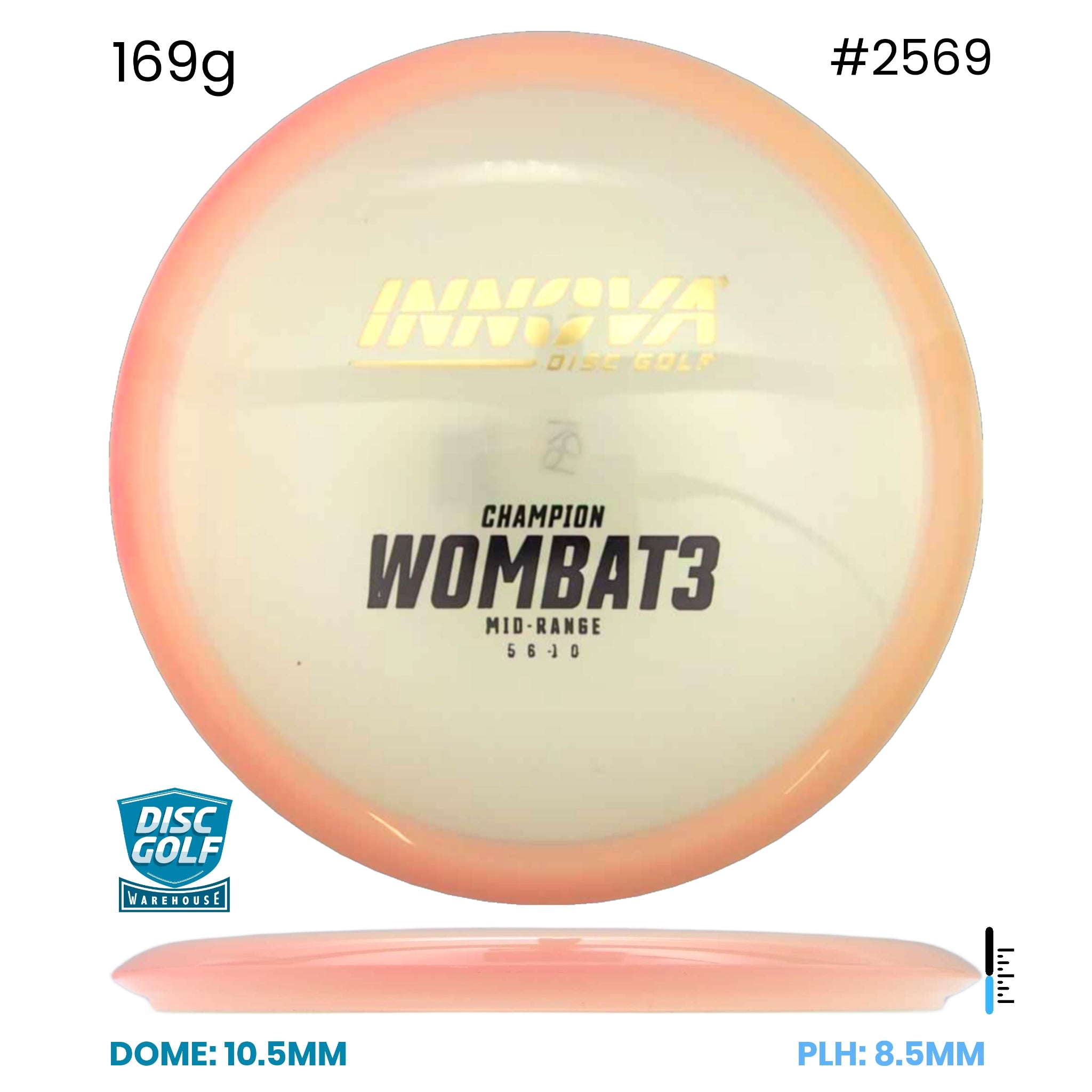 Disc Golf Warehouse Innova Wombat3 - Champion Plastic Clear/Purple Metallic, Gold 169g