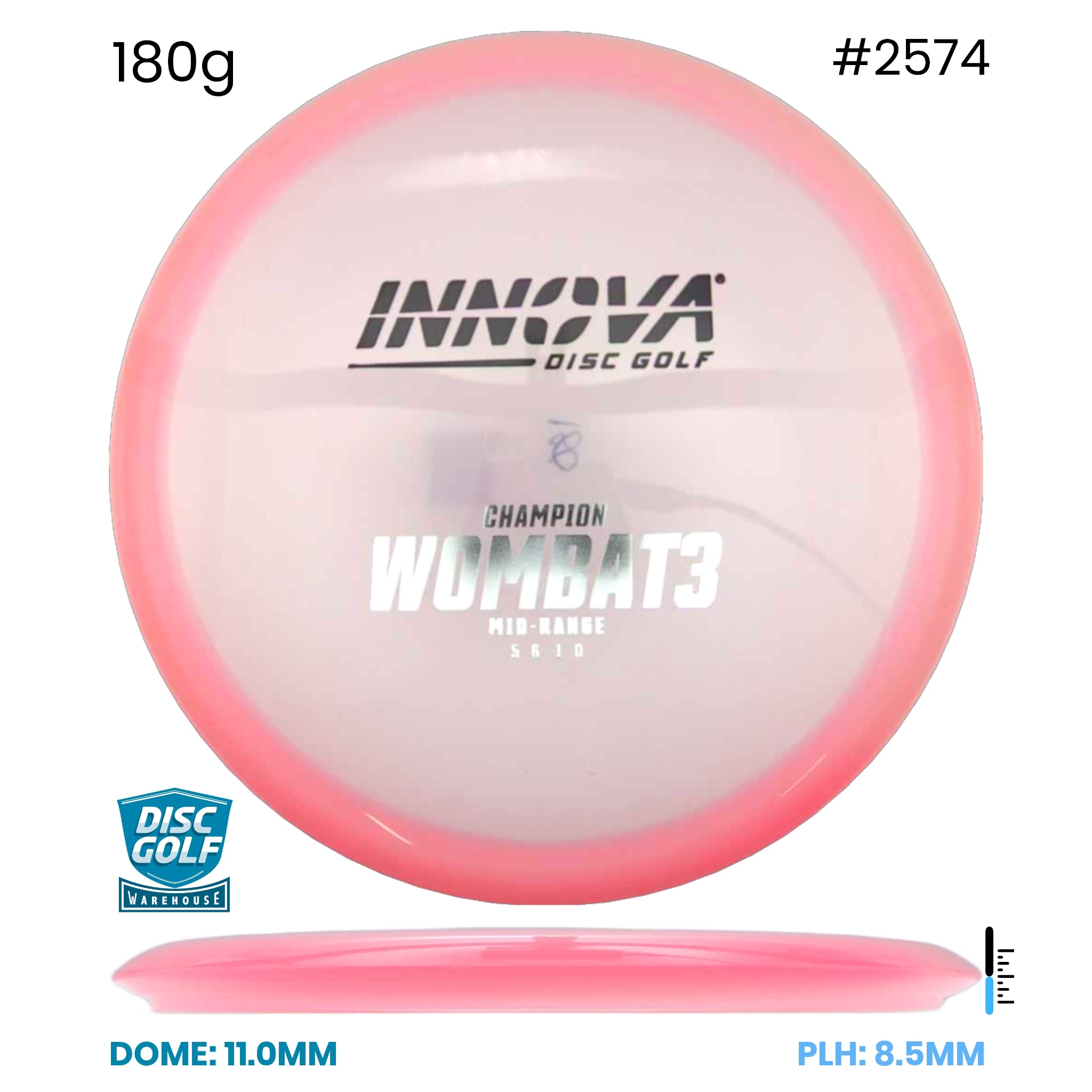 Disc Golf Warehouse Innova Wombat3 - Champion Plastic Pink/Black, Silver 180g