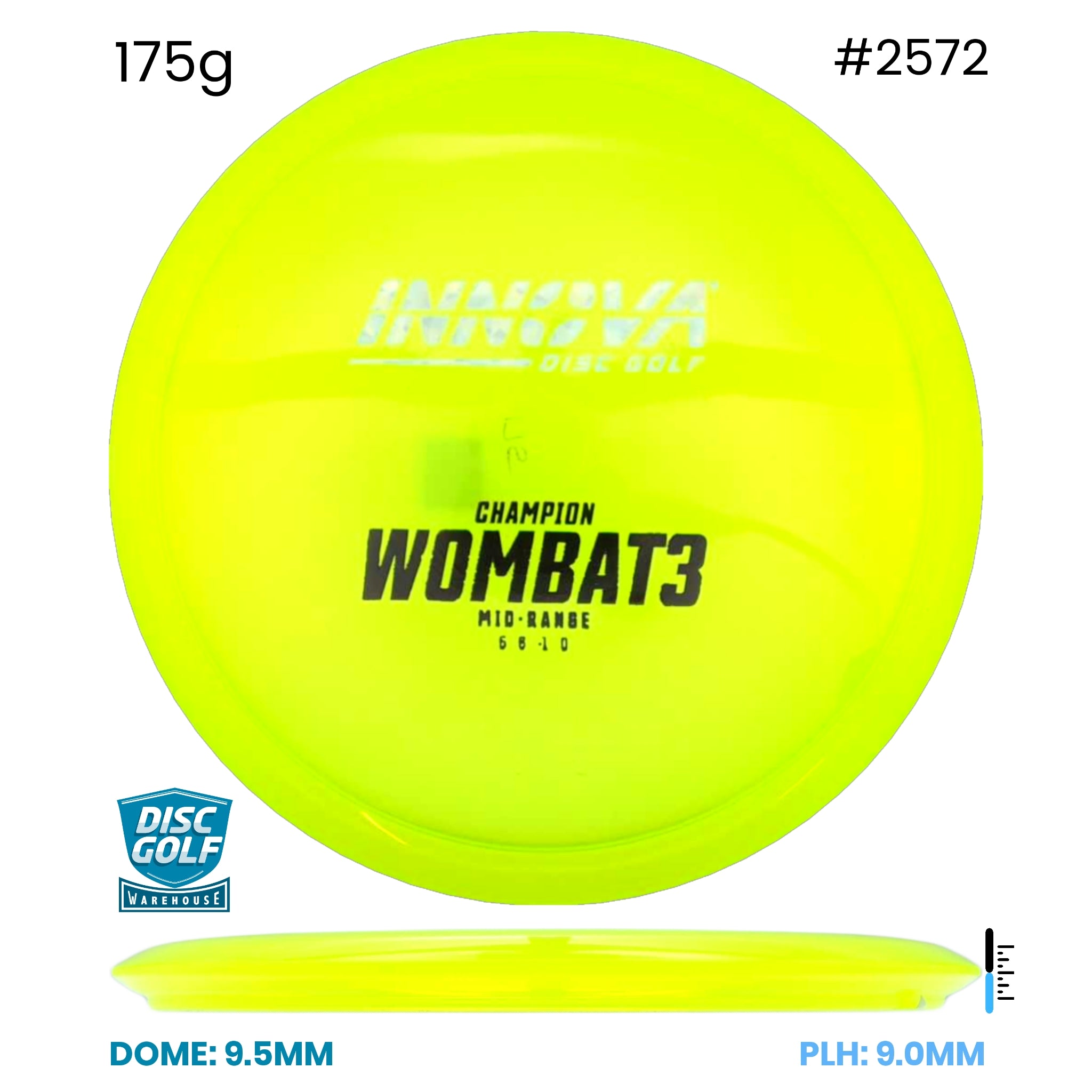 Disc Golf Warehouse Innova Wombat3 - Champion Plastic Yellow/Silver, Black 175g