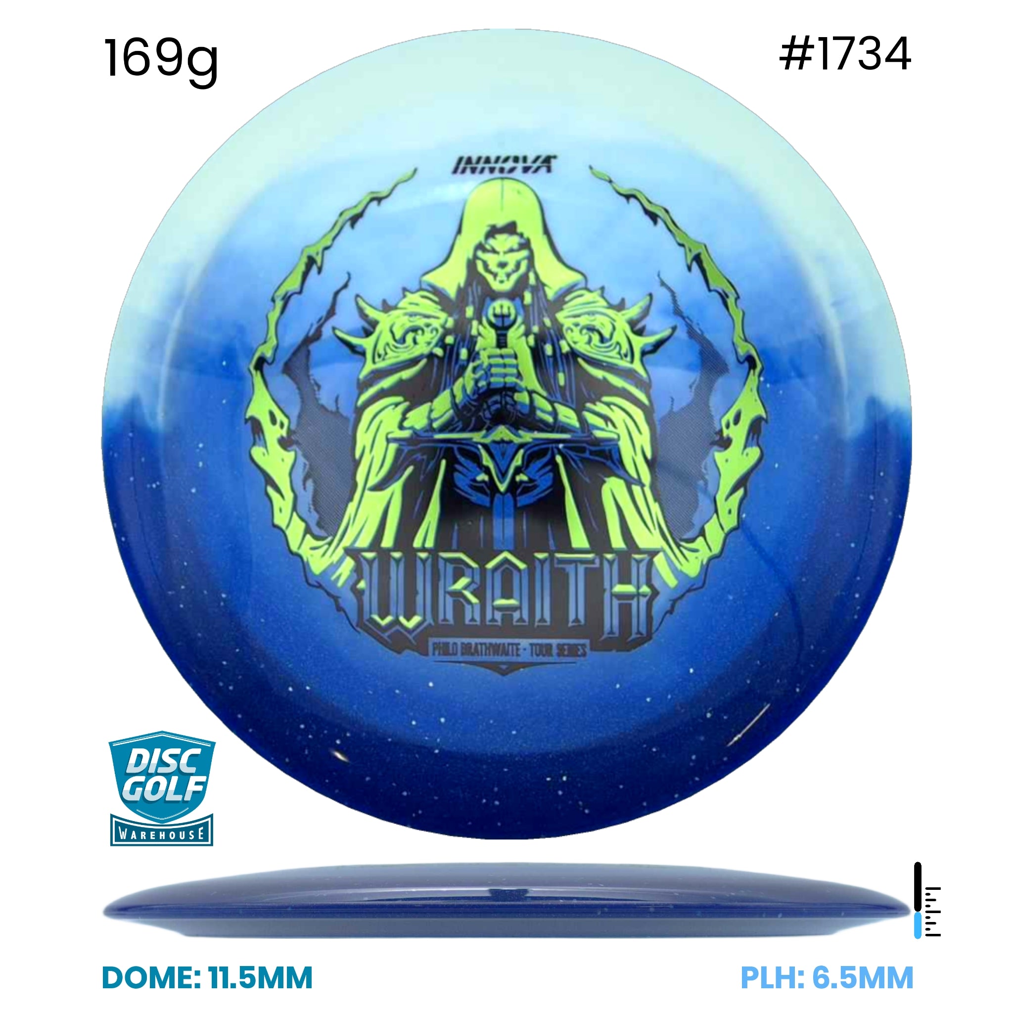 Disc Golf Warehouse Innova Wraith - Duo Plastic - Philo Brathwaite 2026 Tour Series Blue/Red Metallic, Blue Metallic 169g