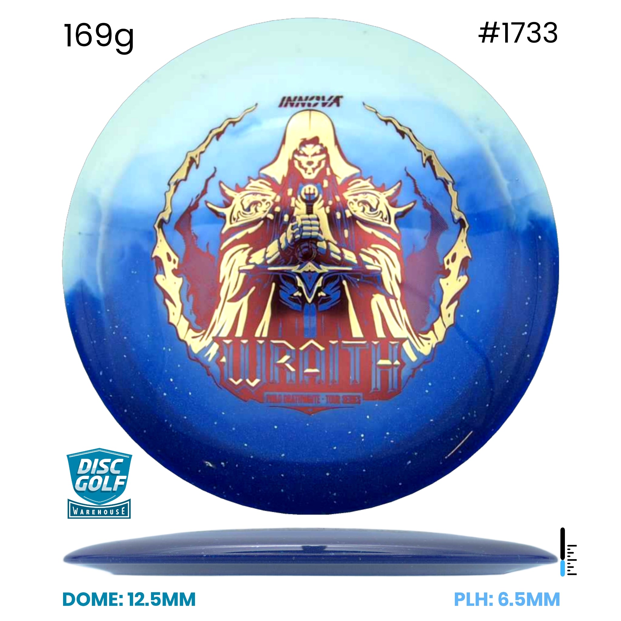 Disc Golf Warehouse Innova Wraith - Duo Plastic - Philo Brathwaite 2026 Tour Series Blue/Red Metallic, Blue Metallic 169g