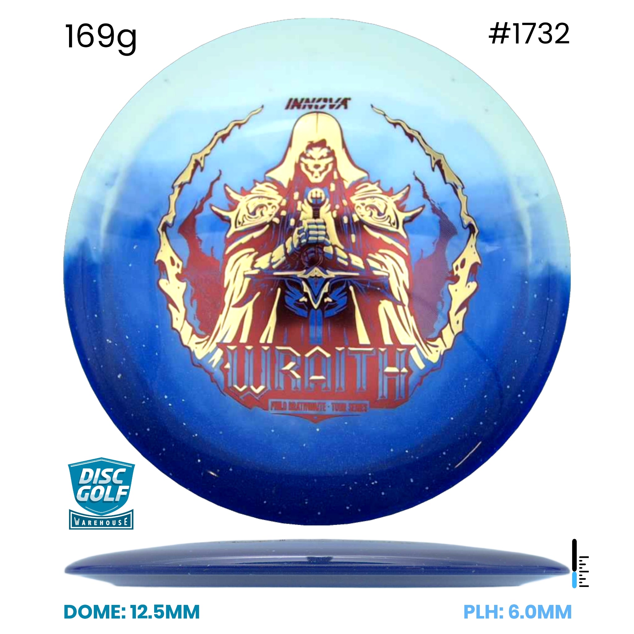 Disc Golf Warehouse Innova Wraith - Duo Plastic - Philo Brathwaite 2026 Tour Series Blue/Red Metallic, Blue Metallic 169g