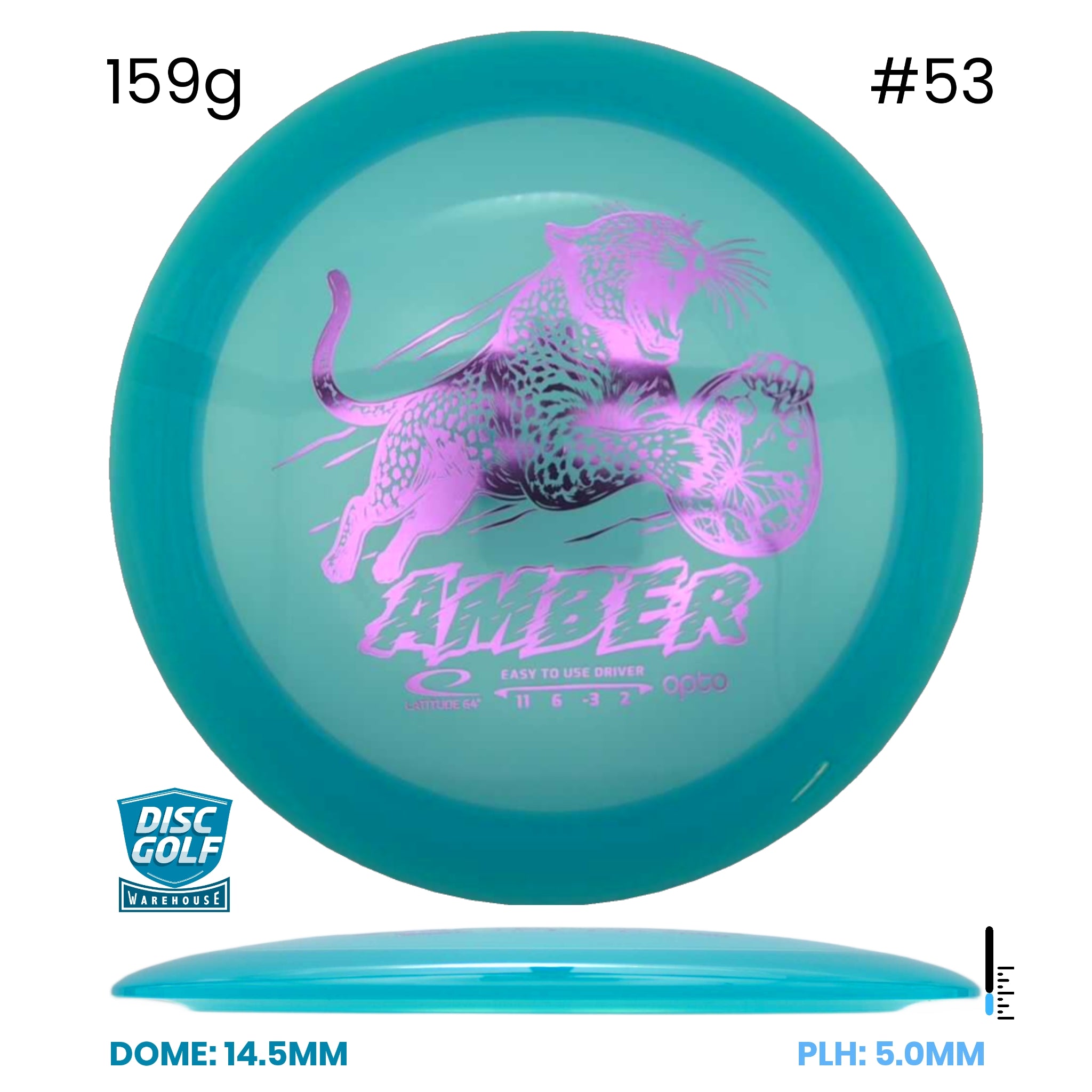 Disc Golf Warehouse Latitude 64 Amber - Opto Plastic Turquoise/Purple Metallic 159g