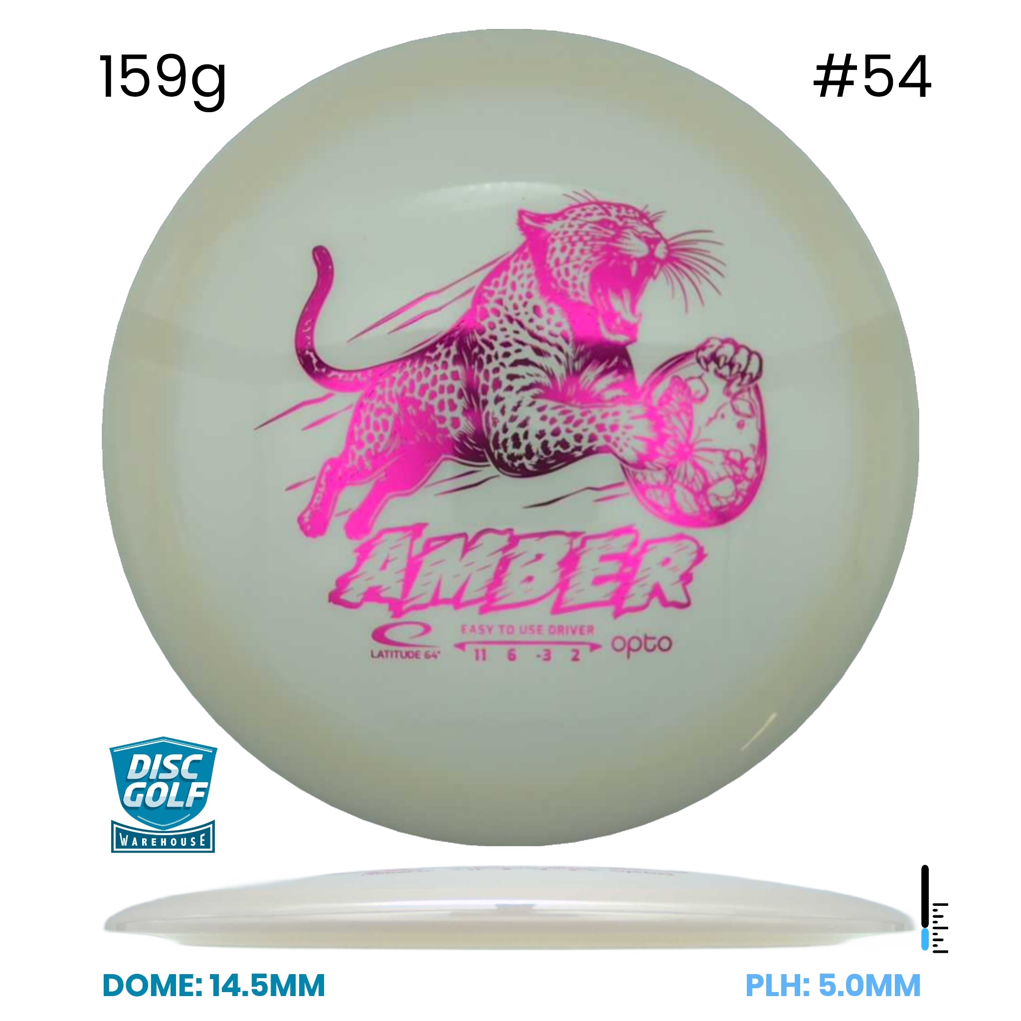 Disc Golf Warehouse Latitude 64 Amber - Opto Plastic White/Red Stamp/Red Metallic 159g