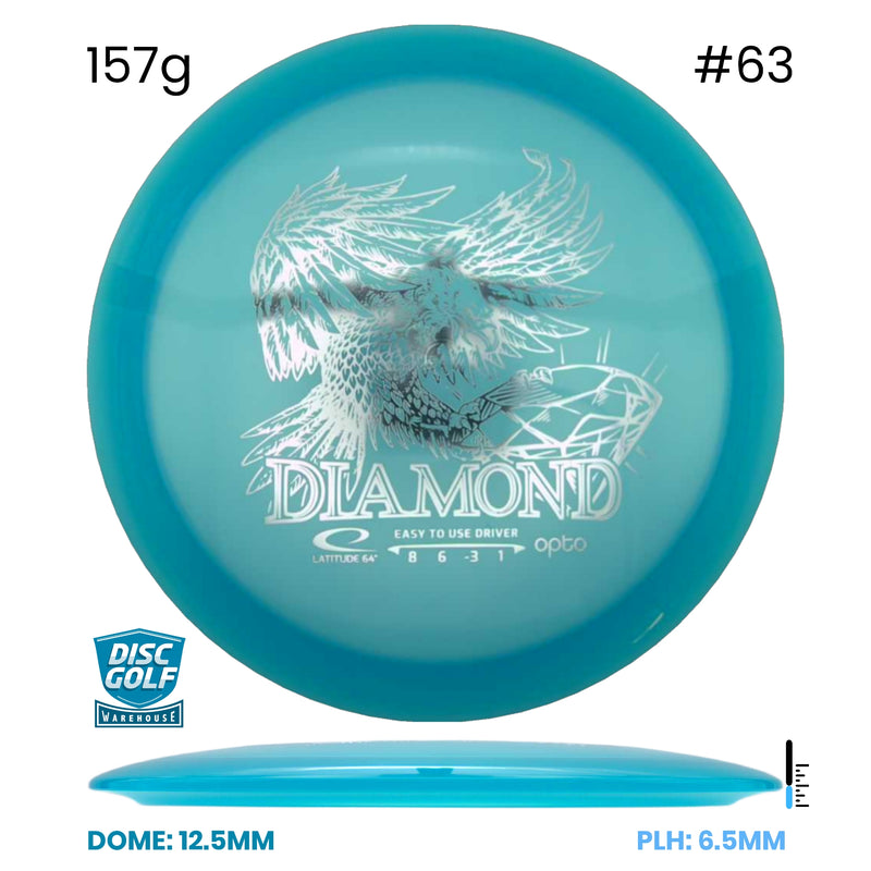 Disc Golf Warehouse Latitude 64 Diamond - Opto Plastic Turquoise/Silver 157g