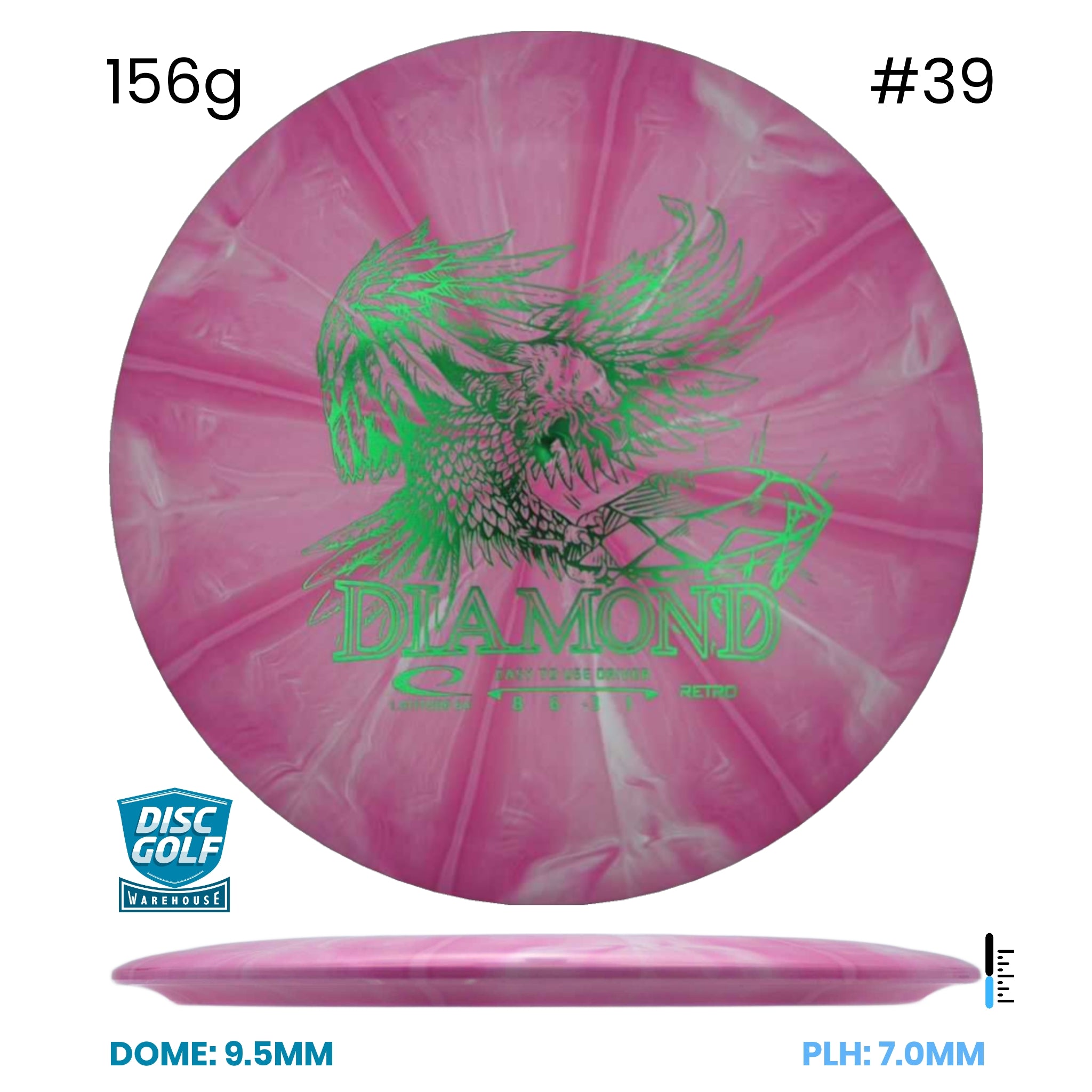 Disc Golf Warehouse Latitude 64 Diamond - Retro Burst Plastic Pink/#39/Green Metallic 156g