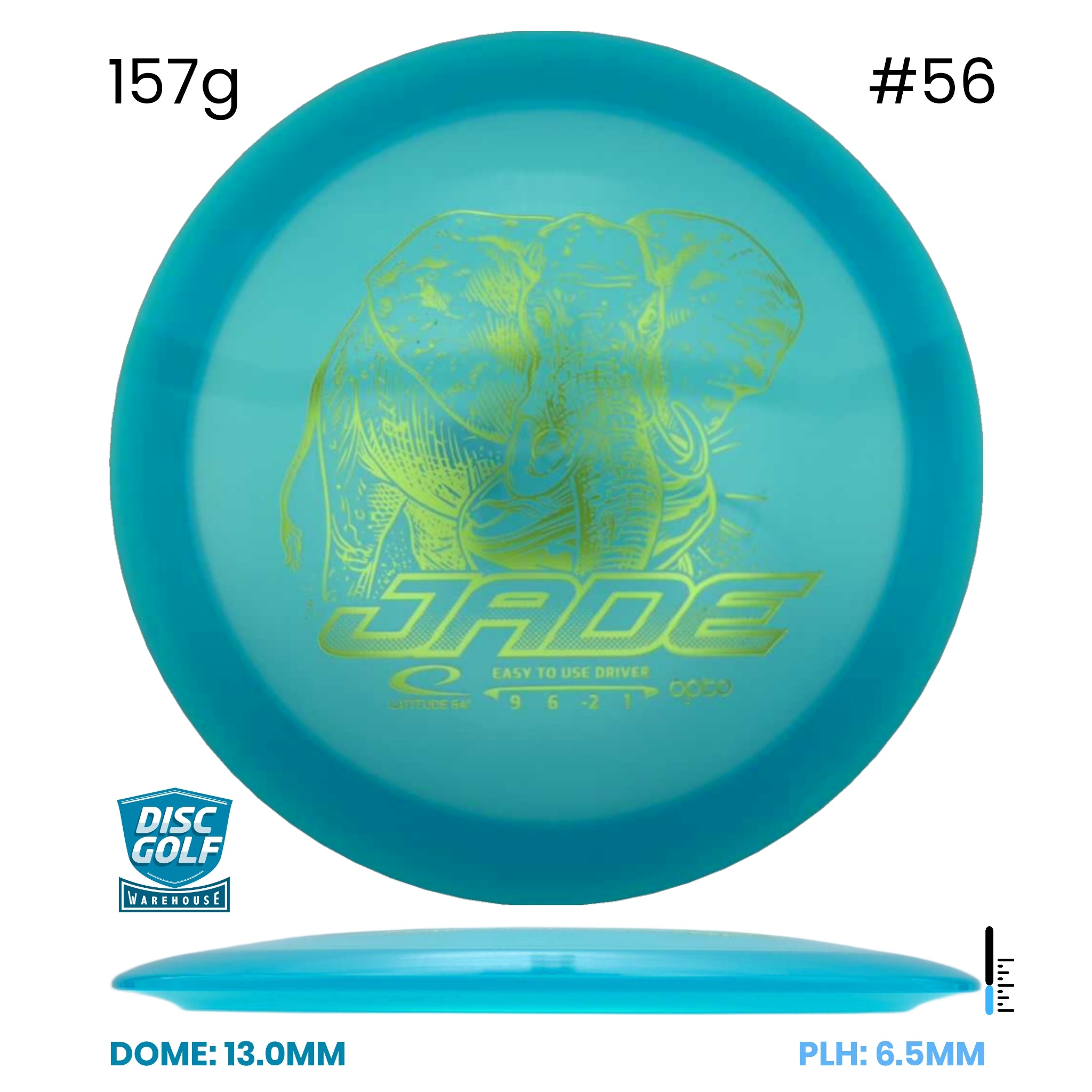 Disc Golf Warehouse Latitude 64 Jade - Opto Plastic Turquoise/Gold 157g