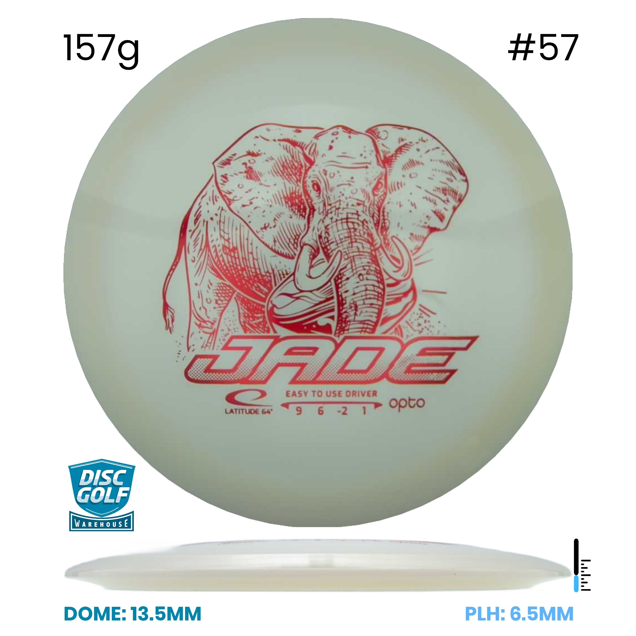 Disc Golf Warehouse Latitude 64 Jade - Opto Plastic White/Red Metallic 157g