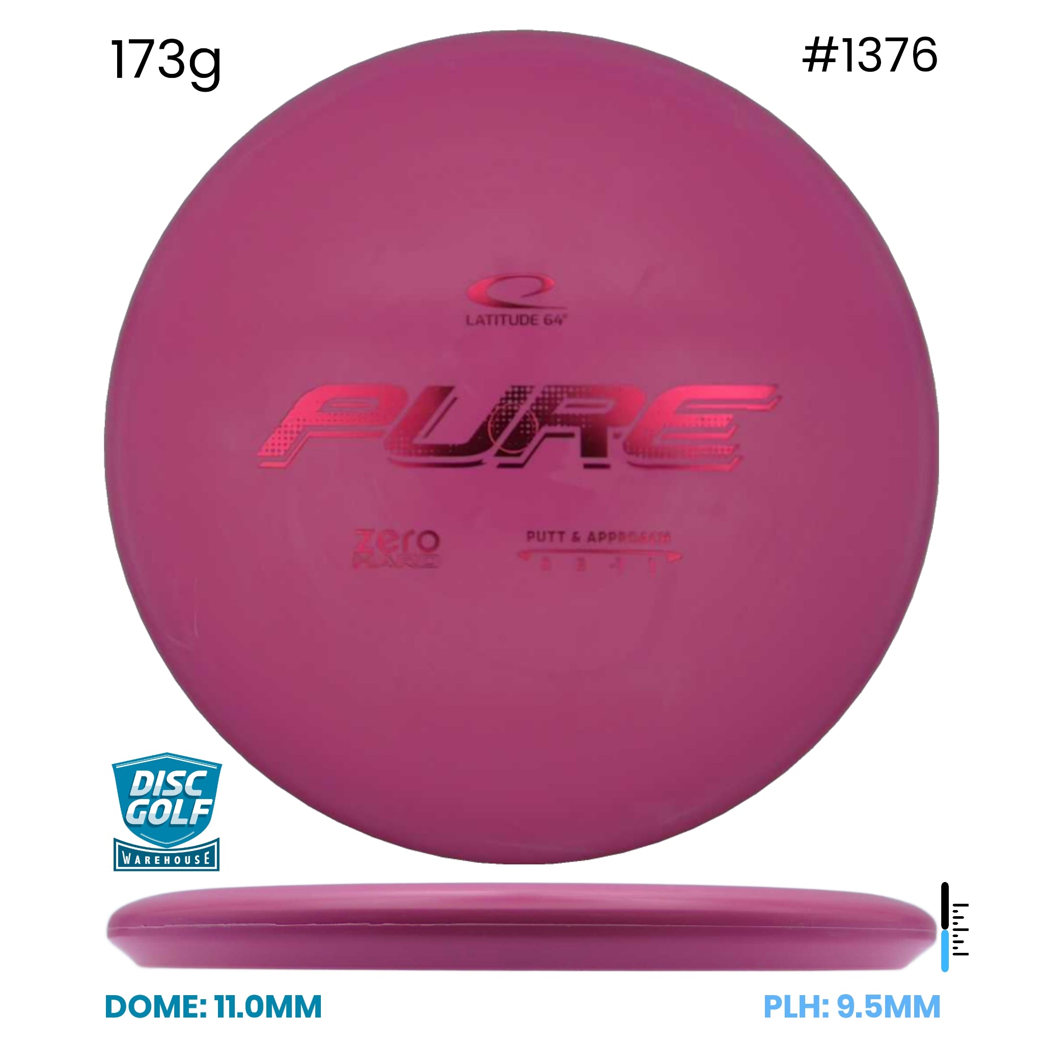 Disc Golf Warehouse Latitude 64 Pure - Zero Hard Pink/Red Metallic 173g