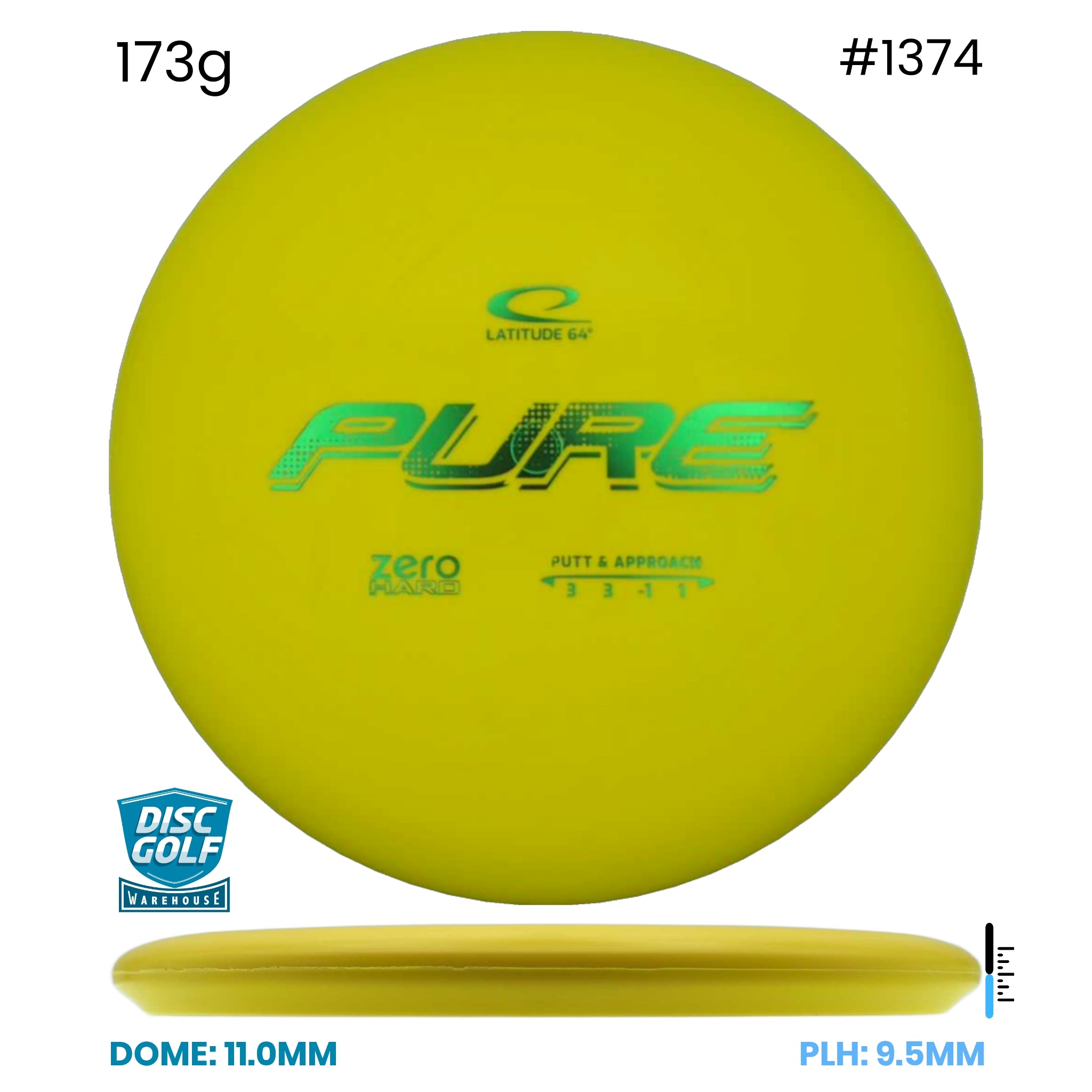 Disc Golf Warehouse Latitude 64 Pure - Zero Hard Yellow/Red Metallic 173g