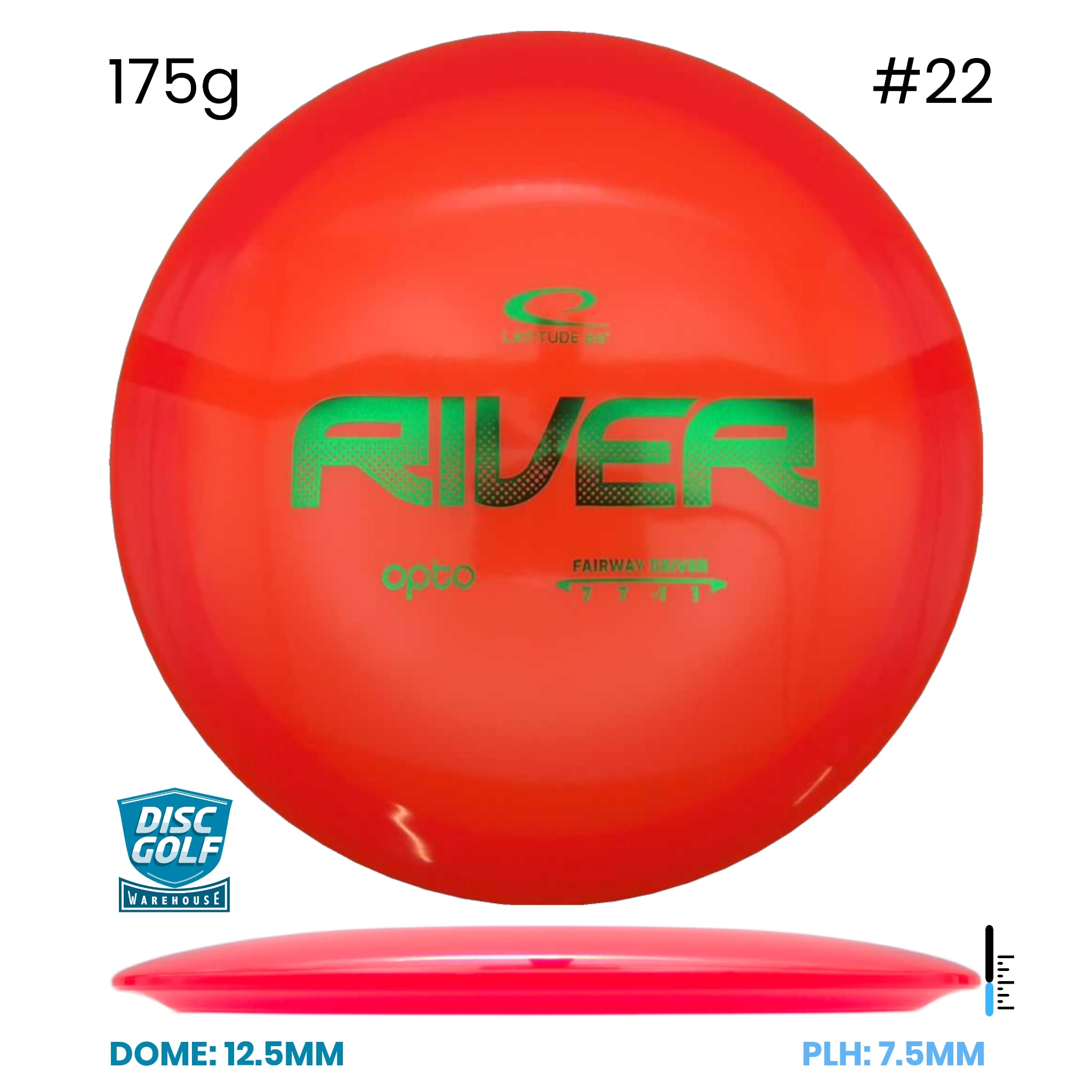 Disc Golf Warehouse Latitude 64 River - Opto Plastic Orange/Green Metallic 175g