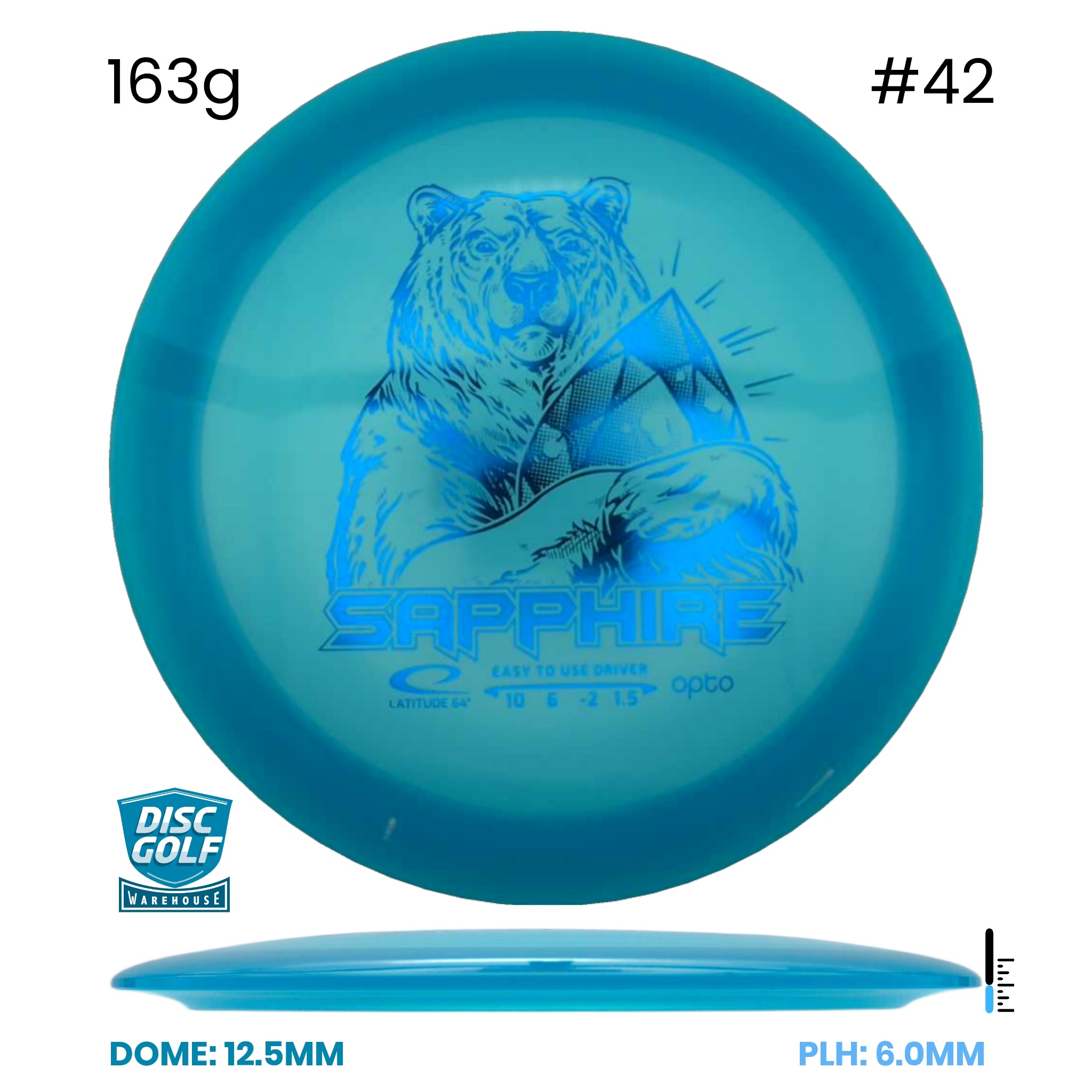 Disc Golf Warehouse Latitude 64 Sapphire - Opto Plastic Blue/#42/Blue Metallic 163g