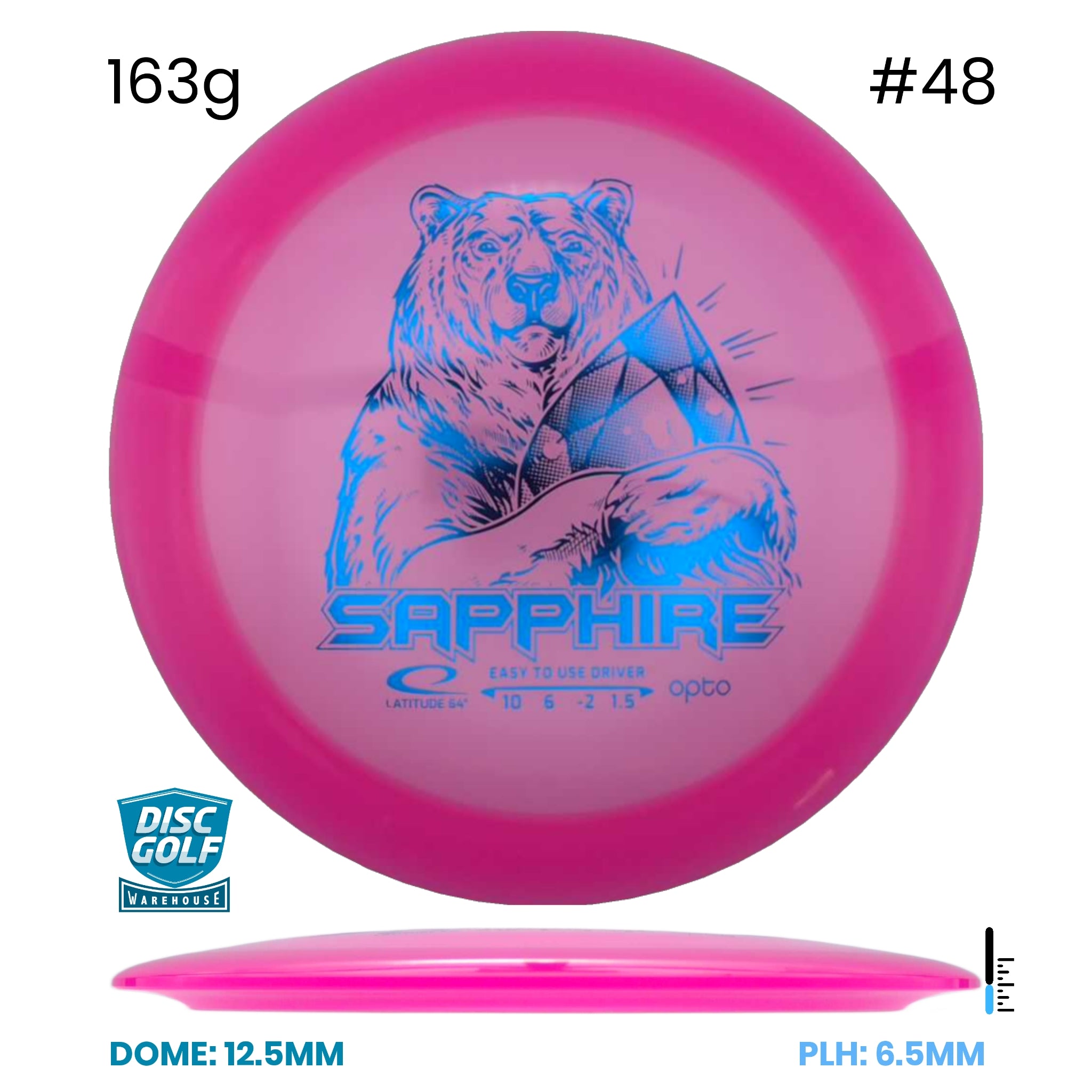 Disc Golf Warehouse Latitude 64 Sapphire - Opto Plastic Pink/Blue Stamp/Blue Metallic 163g