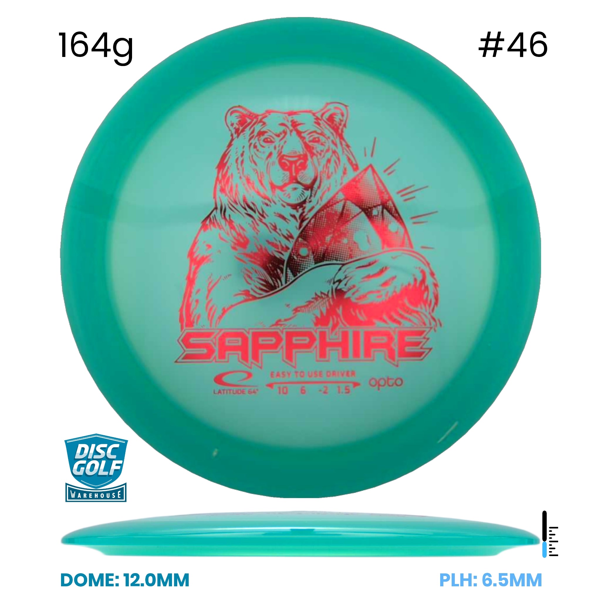 Disc Golf Warehouse Latitude 64 Sapphire - Opto Plastic Turquoise/Red Metallic 164g