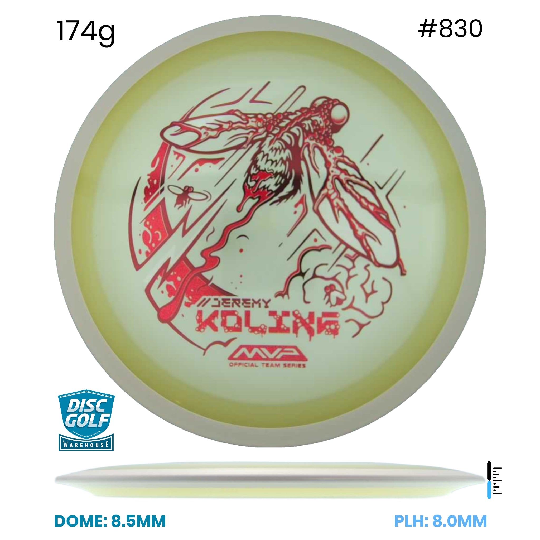 Disc Golf Warehouse MVP Control - Eclipse Plastic - Jeremy Koling Halloween Team Series Glow/Red Stamp 174g