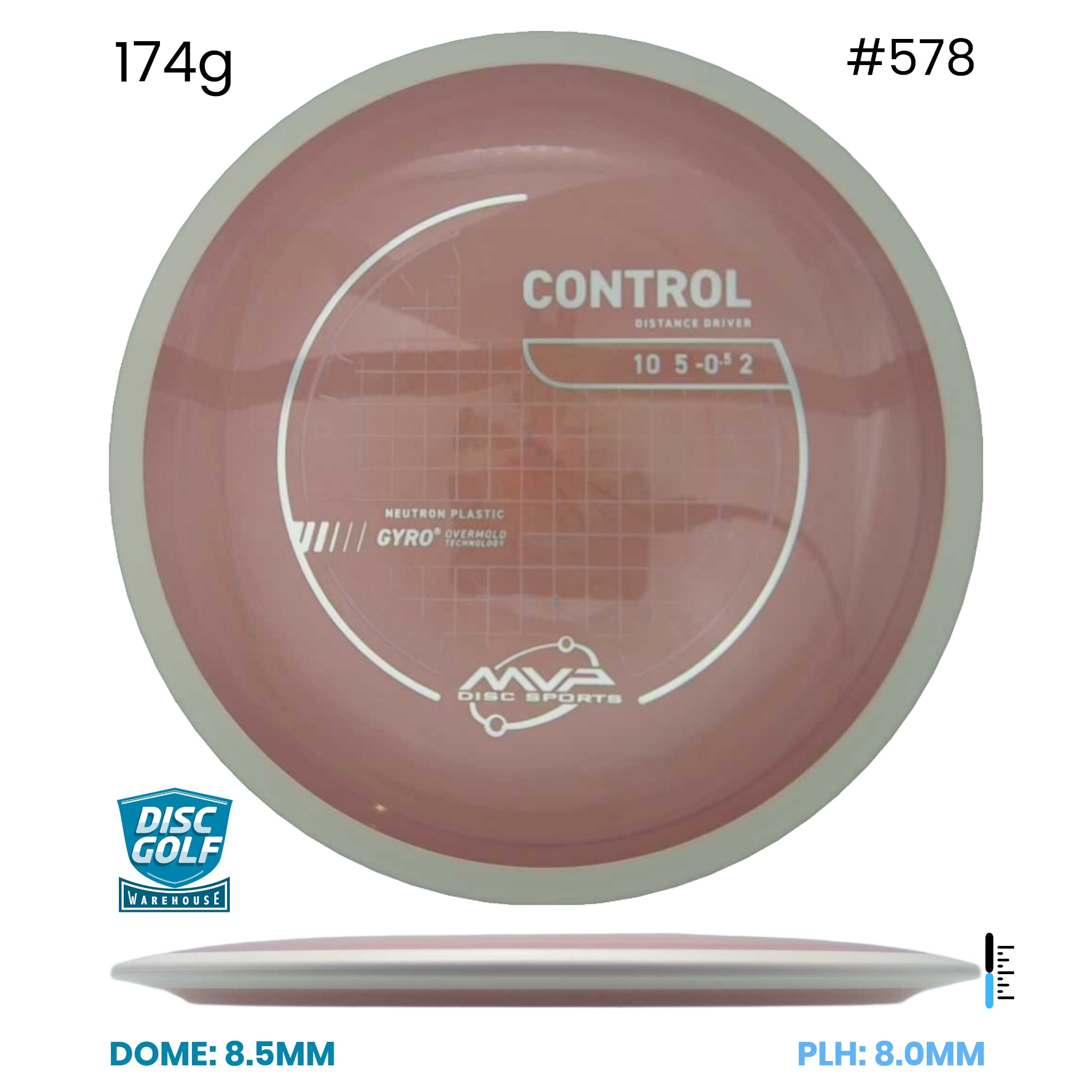 Disc Golf Warehouse MVP Control - Neutron Plastic Pink/White 174g