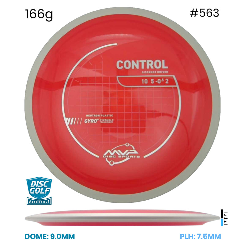 Disc Golf Warehouse MVP Control - Neutron Plastic Red/White 166g