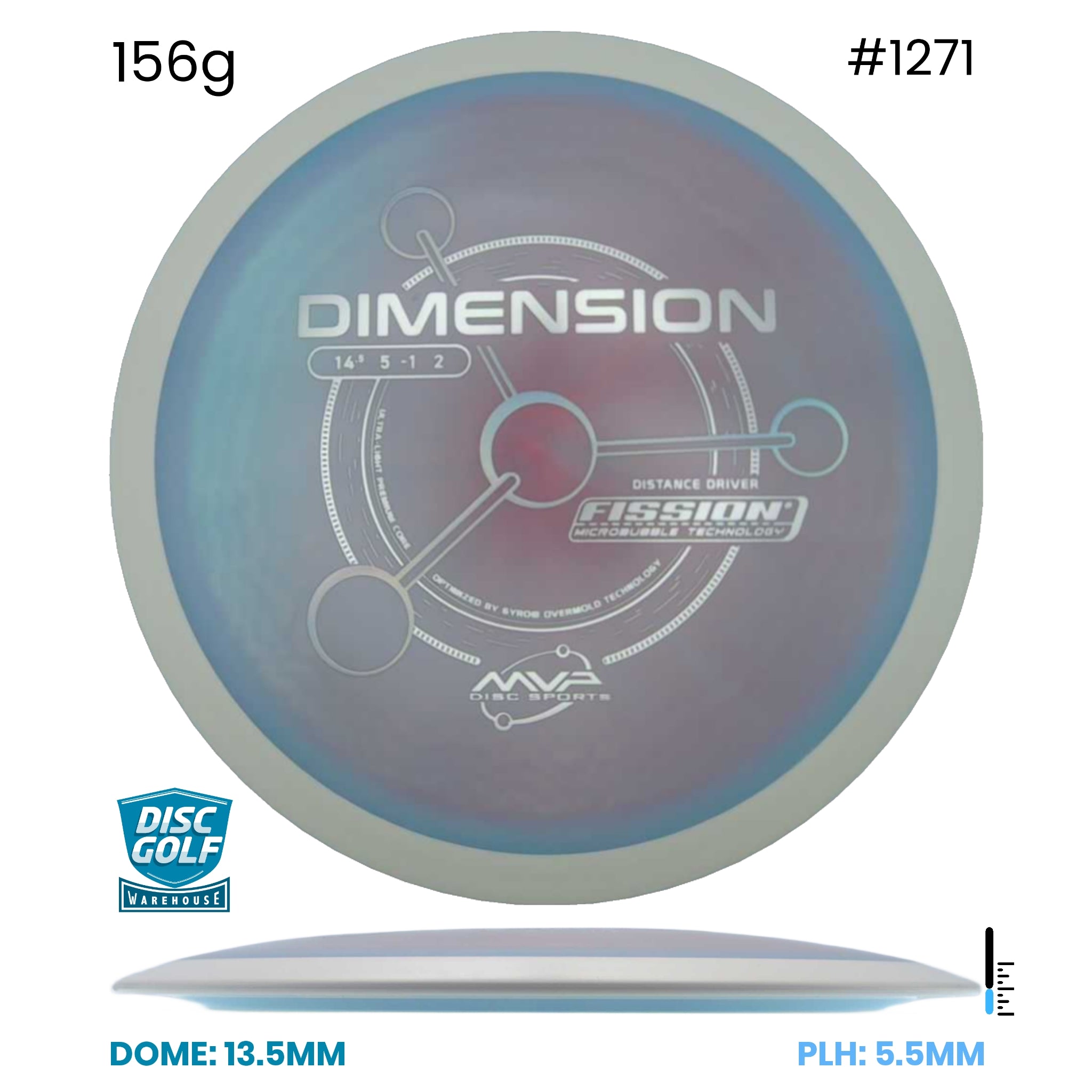 Disc Golf Warehouse MVP Dimension - Fission Plastic Blue/Silver 156g