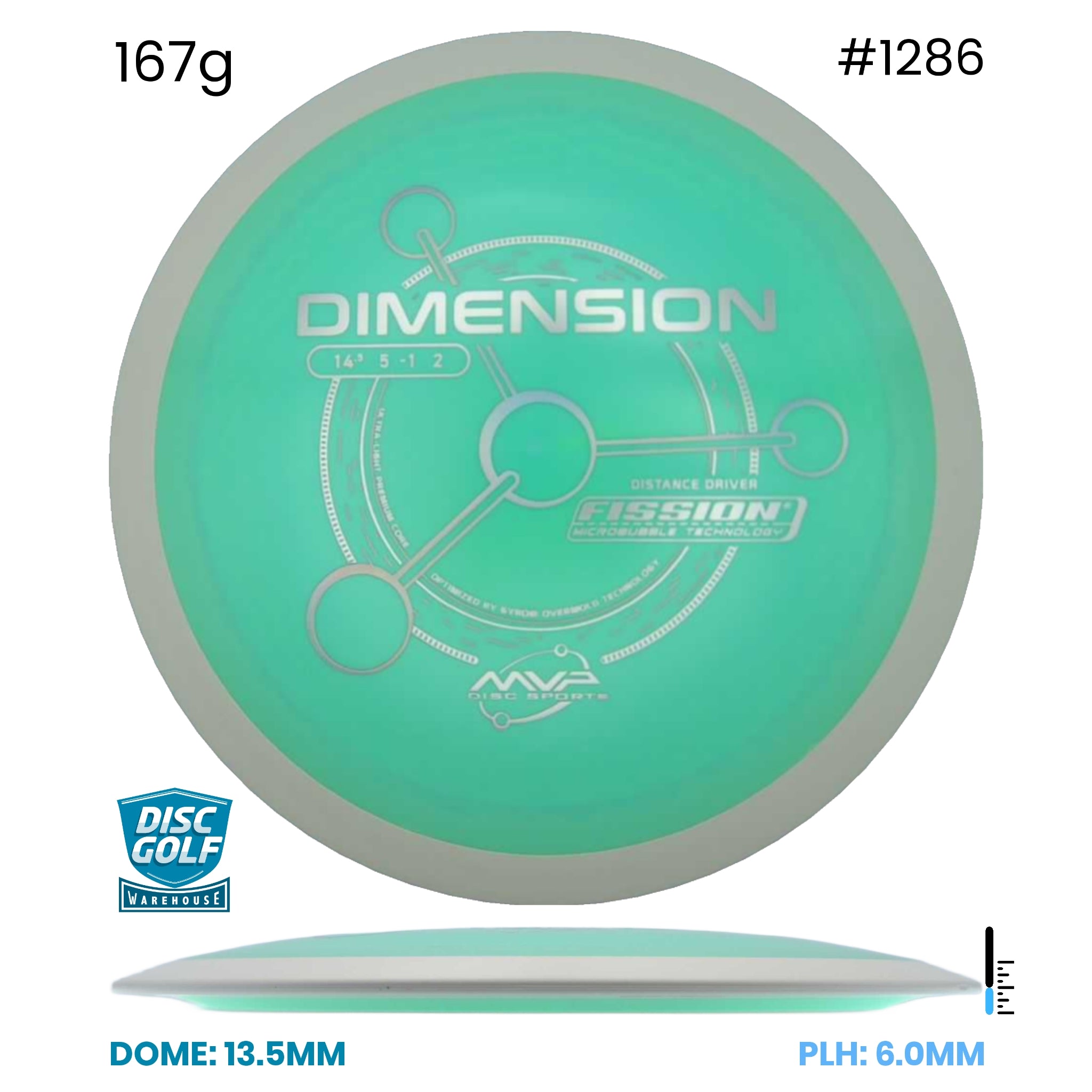 Disc Golf Warehouse MVP Dimension - Fission Plastic Green/Silver 167g