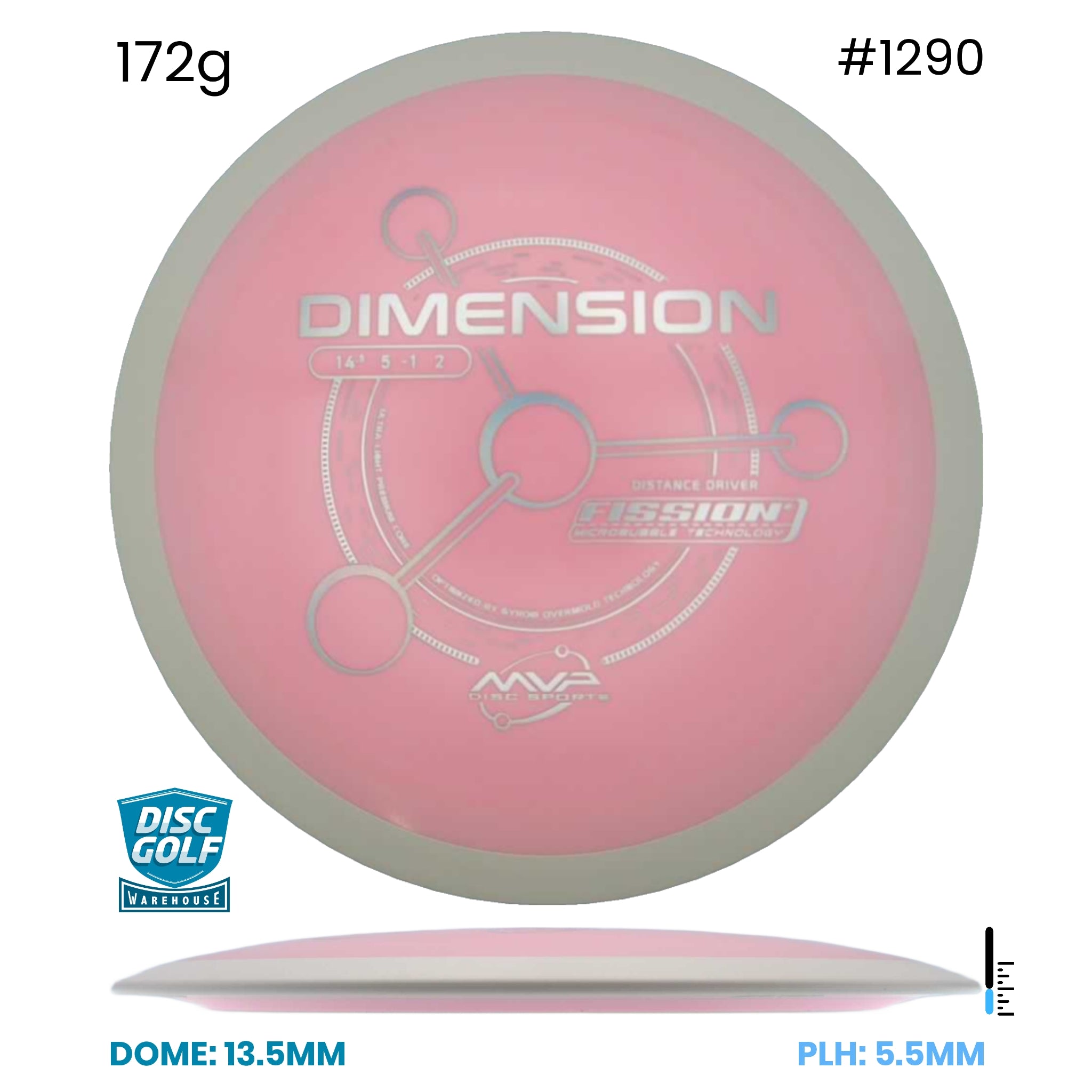 Disc Golf Warehouse MVP Dimension - Fission Plastic Pink/Silver 172g