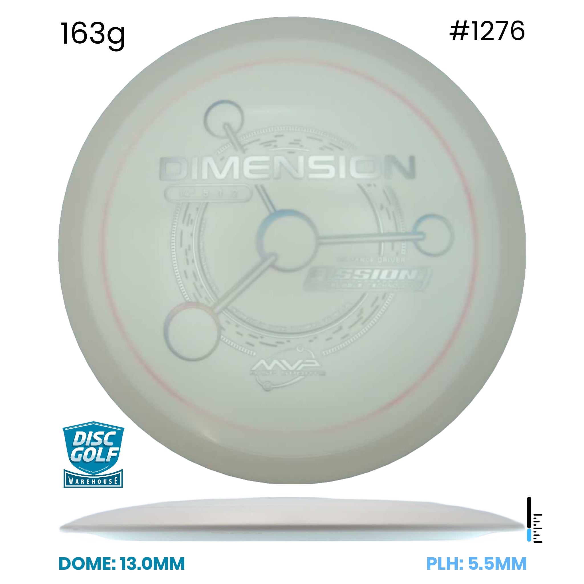 Disc Golf Warehouse MVP Dimension - Fission Plastic White/Silver 163g