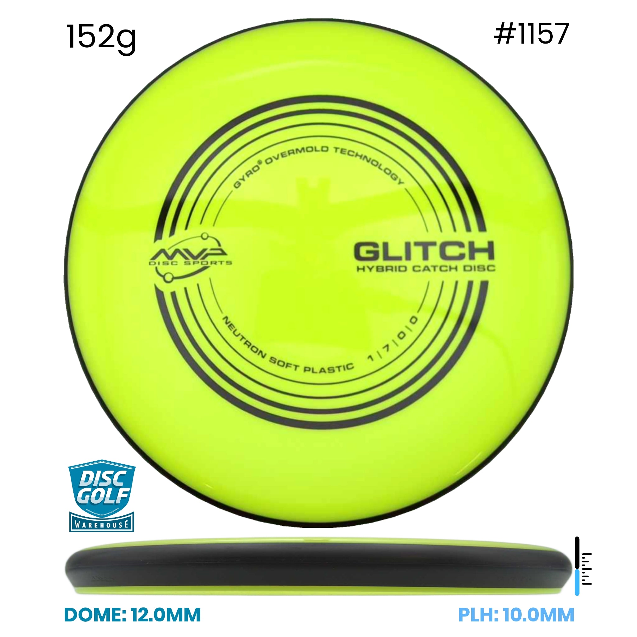 Disc Golf Warehouse MVP Glitch - Neutron Soft Plastic Day glow/Black 152g