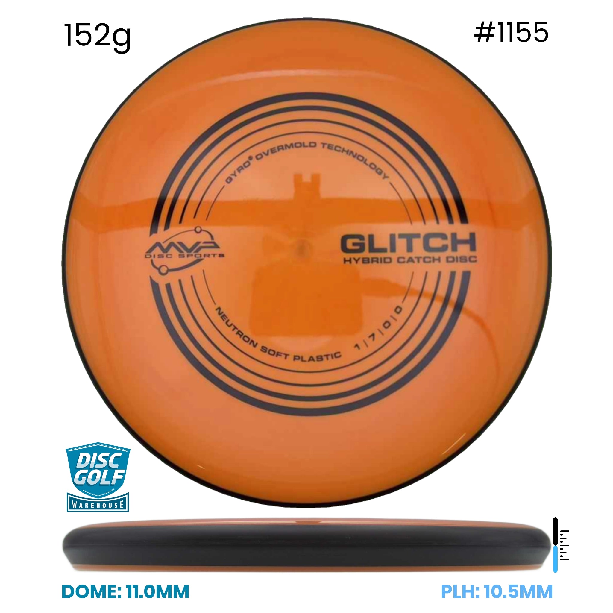 Disc Golf Warehouse MVP Glitch - Neutron Soft Plastic Orange /Black 152g