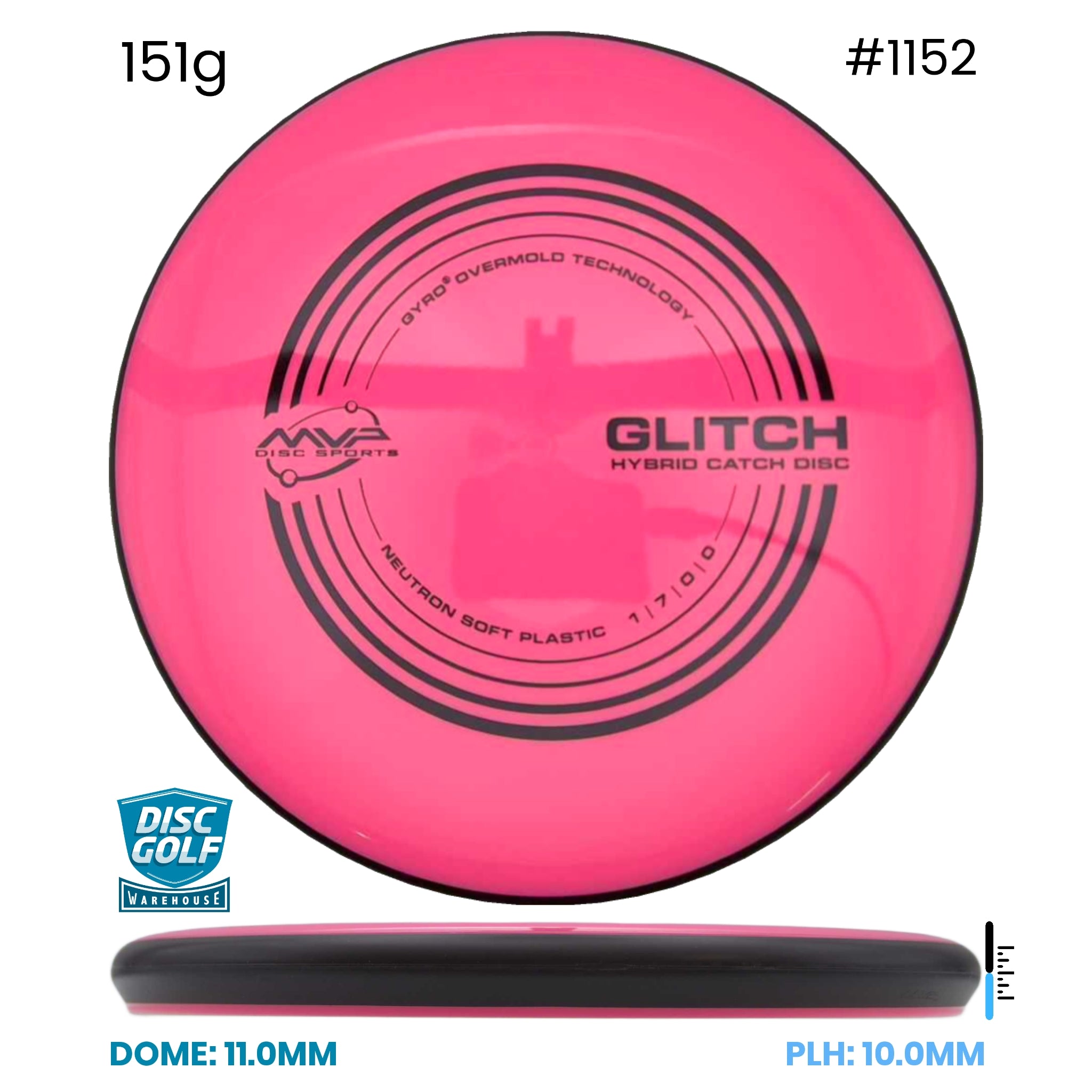 Disc Golf Warehouse MVP Glitch - Neutron Soft Plastic Pink/Black 151g