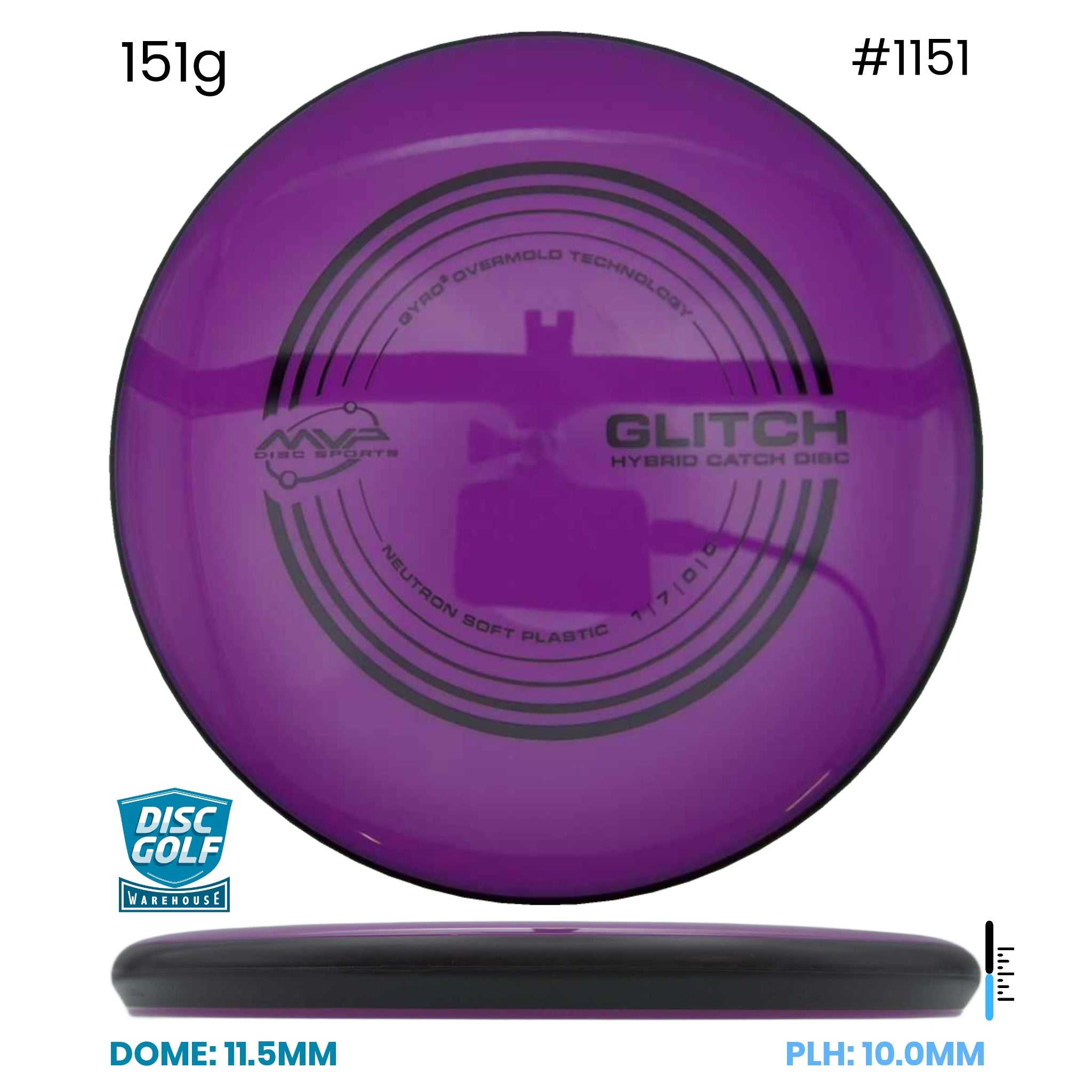 Disc Golf Warehouse MVP Glitch - Neutron Soft Plastic Purple/Black 151g