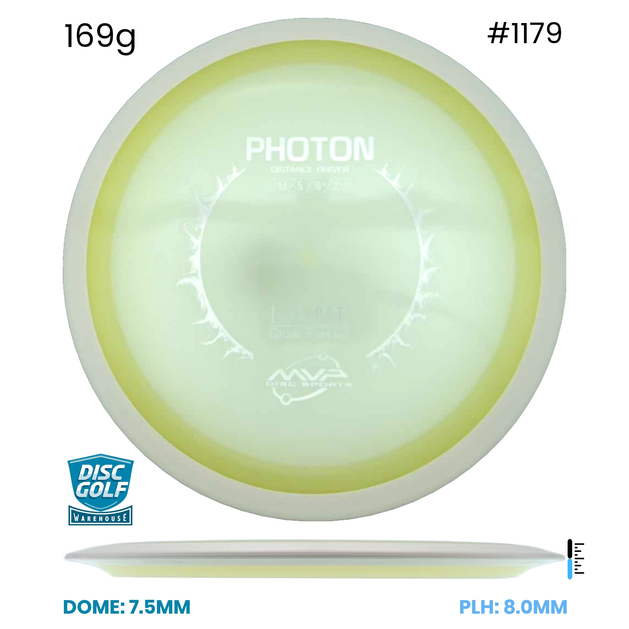 Disc Golf Warehouse MVP Photon - Eclipse Glow Plastic Yellow/Silver 169g