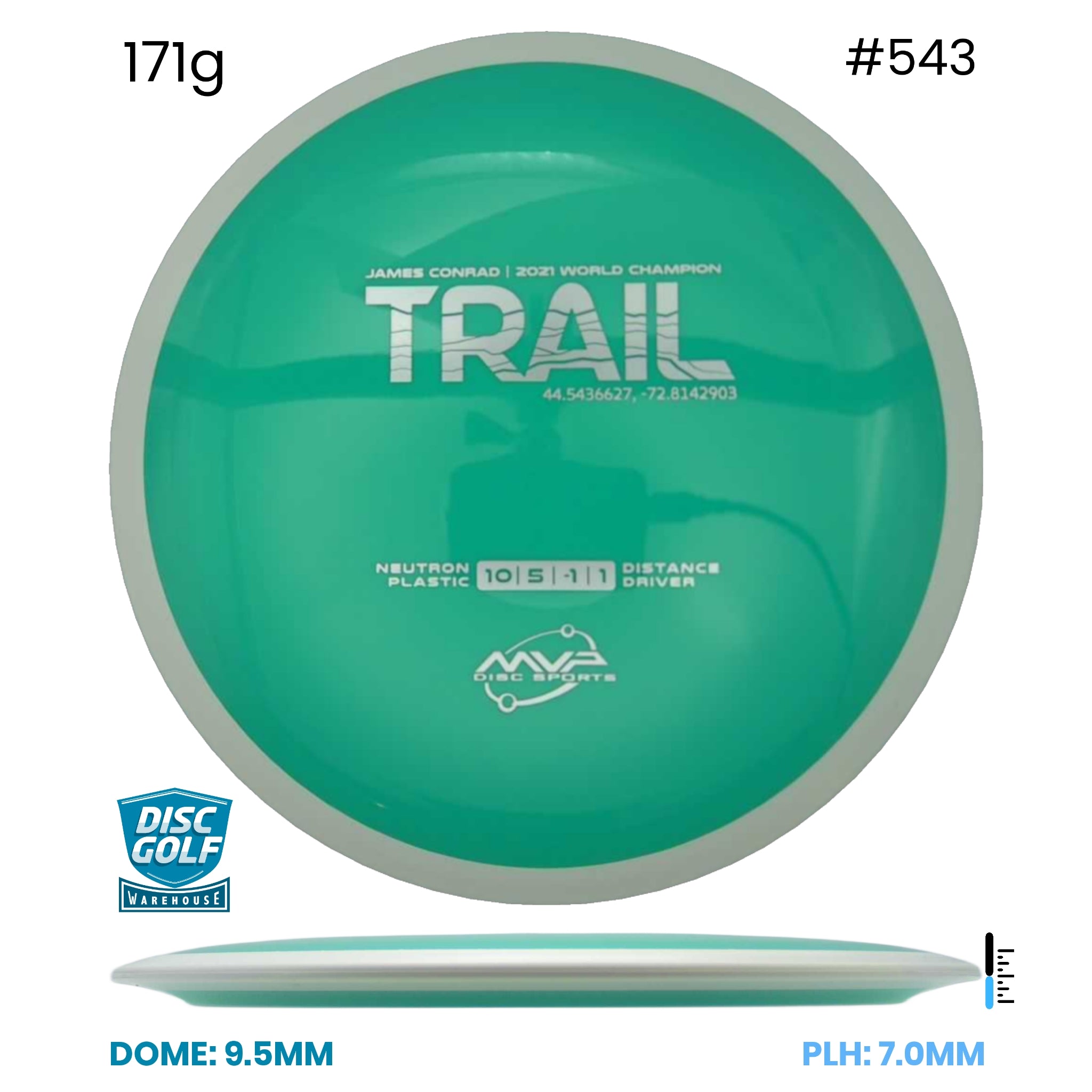 Disc Golf Warehouse MVP Trail - Neutron Plastic Teal/Silver 171g