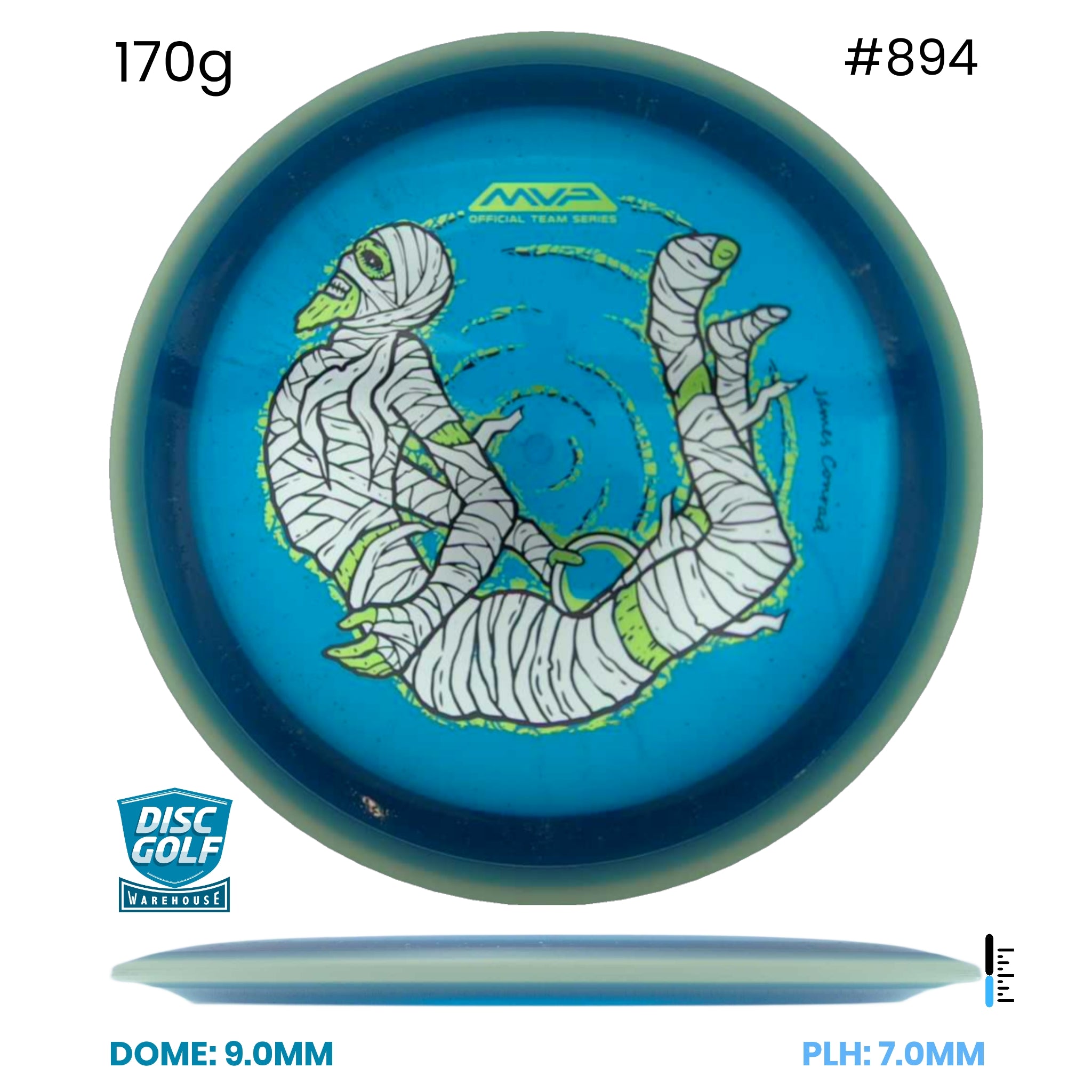 Disc Golf Warehouse MVP Trail - Particle Proton Plastic - James Conrad Halloween Team Series Blue/Multicolor 170g