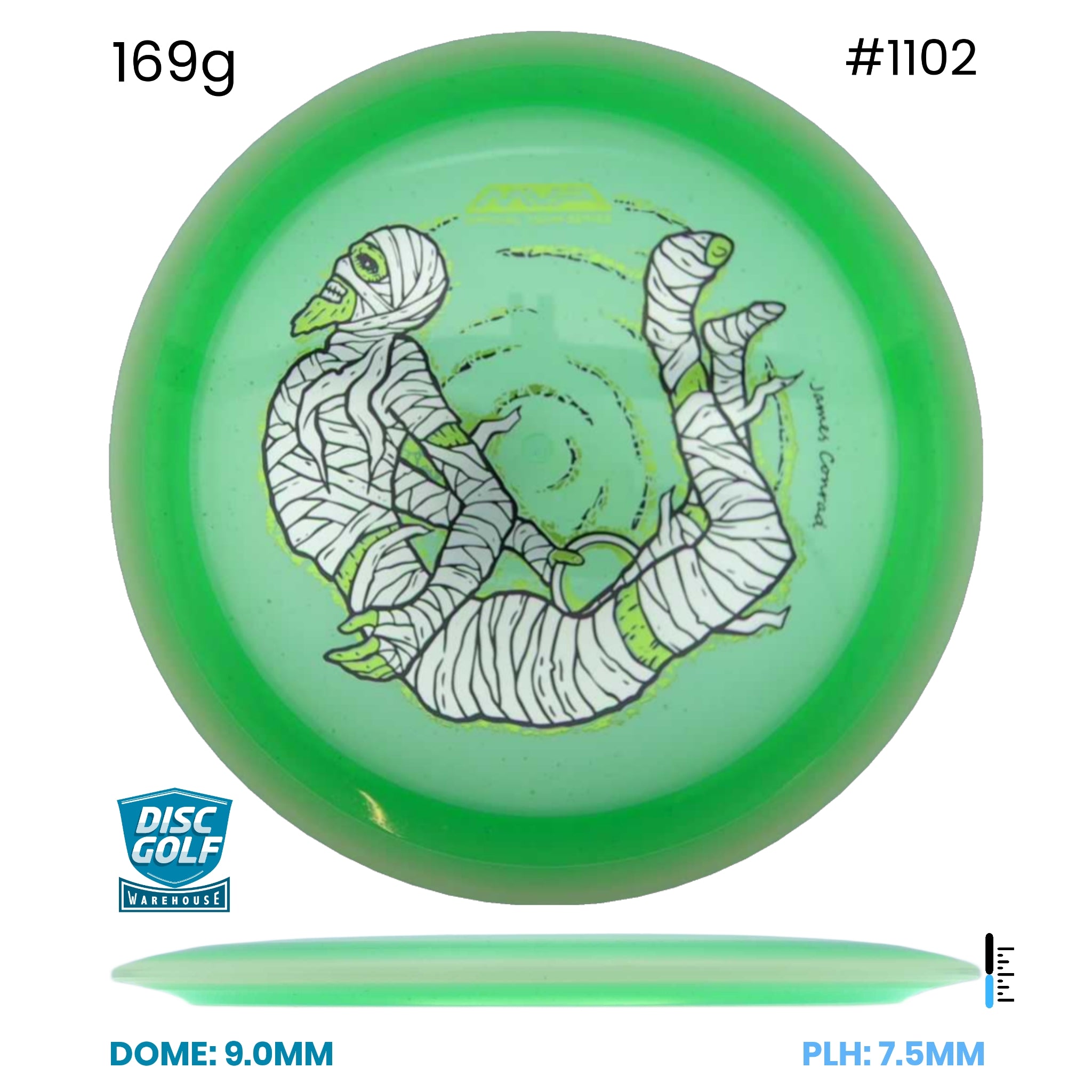 Disc Golf Warehouse MVP Trail - Particle Proton Plastic - James Conrad Halloween Team Series Green/Multicolor 169g