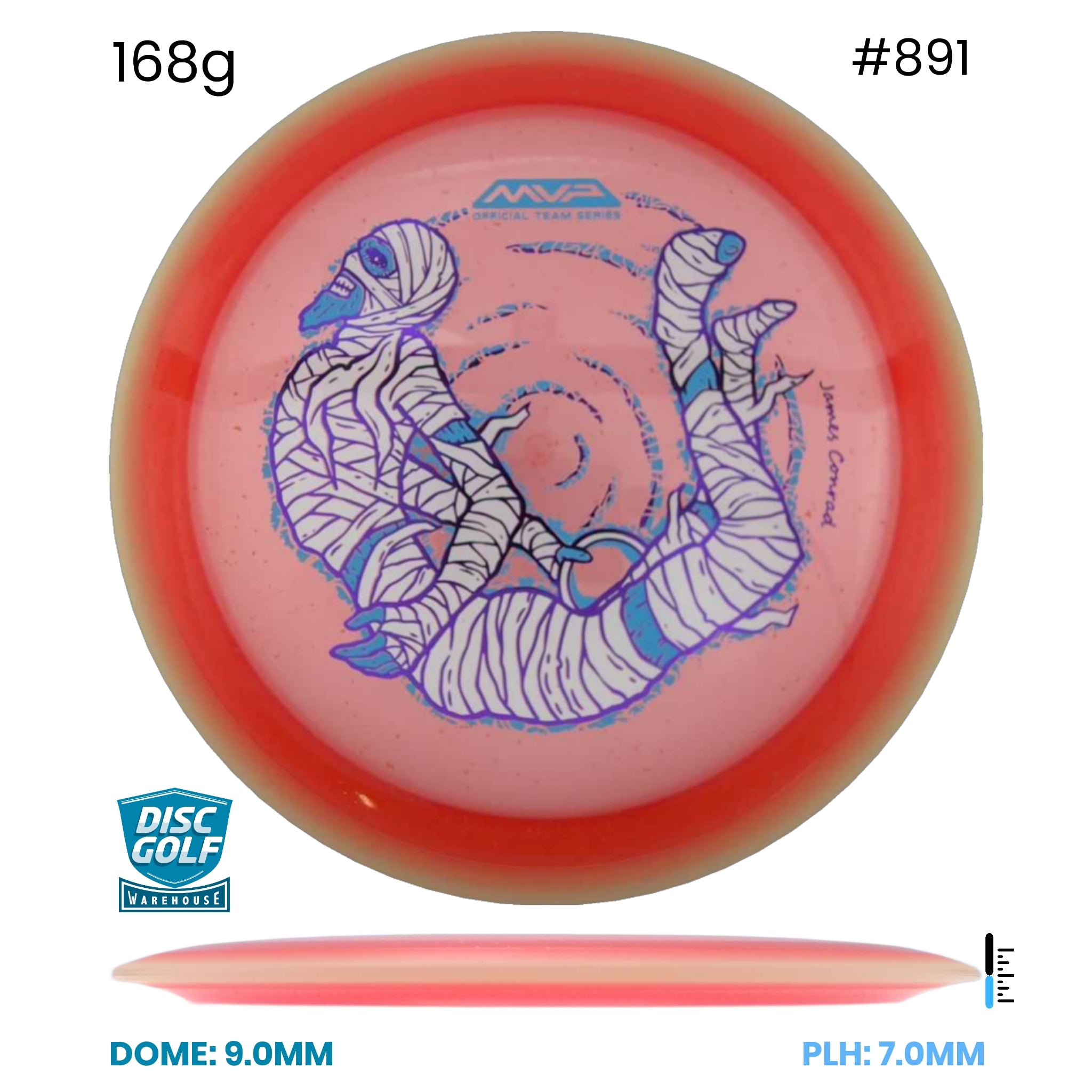 Disc Golf Warehouse MVP Trail - Particle Proton Plastic - James Conrad Halloween Team Series Orange/Black, Green Metallic 168g