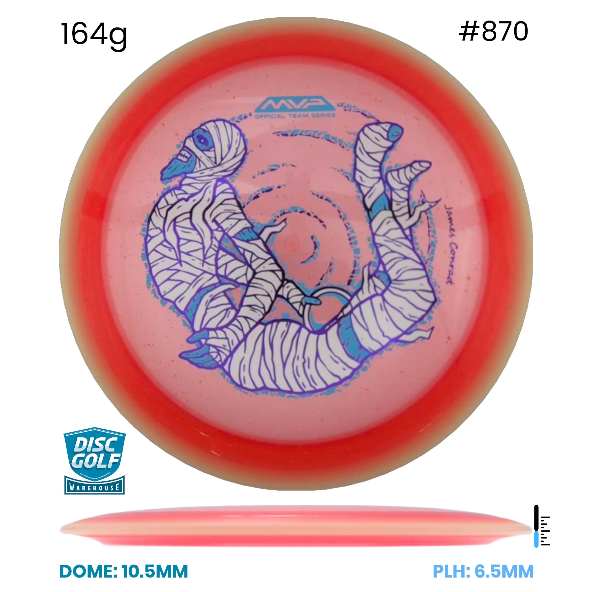 Disc Golf Warehouse MVP Trail - Particle Proton Plastic - James Conrad Halloween Team Series Orange/White, Blue Metallic 164g