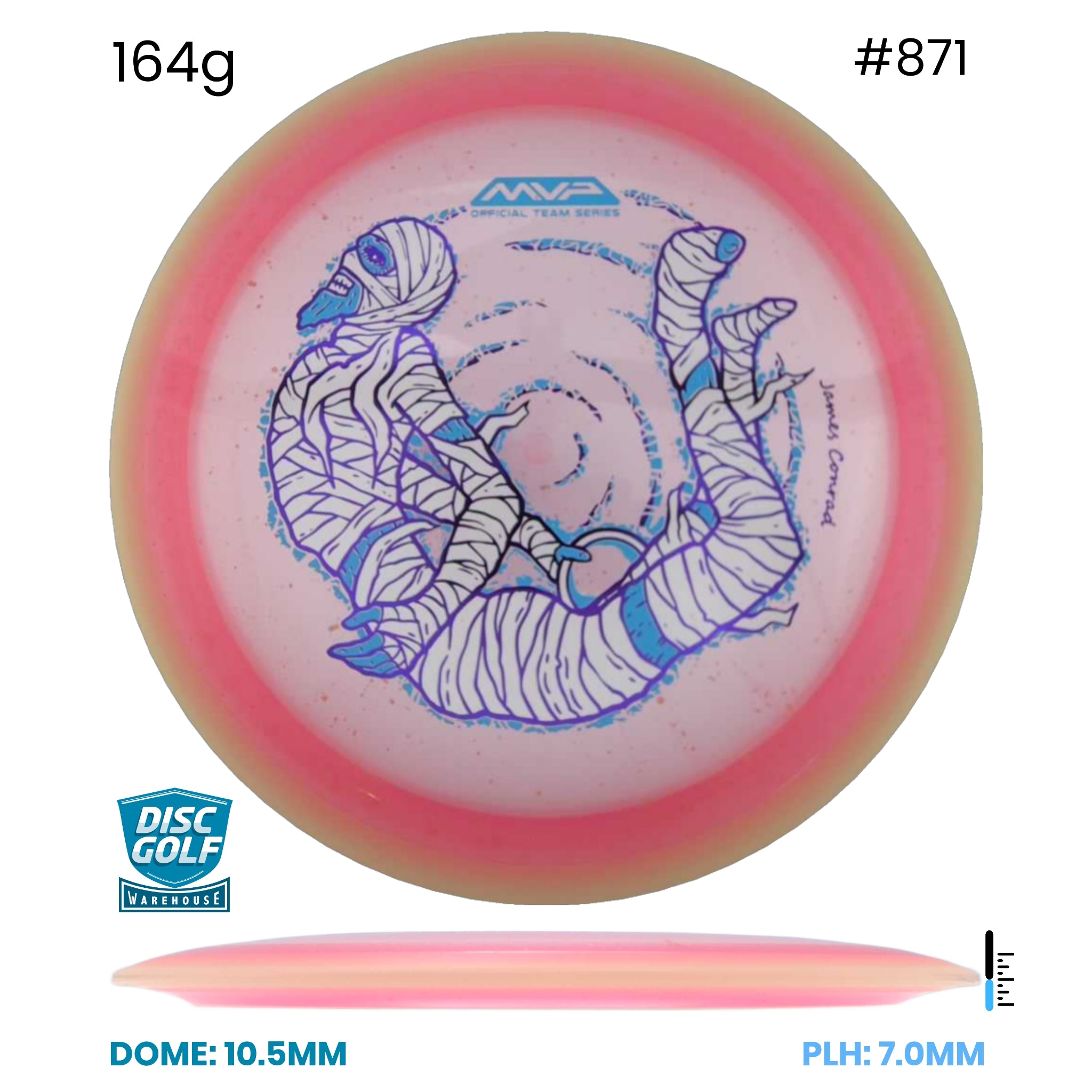 Disc Golf Warehouse MVP Trail - Particle Proton Plastic - James Conrad Halloween Team Series Pink/Blue Metallic, Purple Metallic 164g