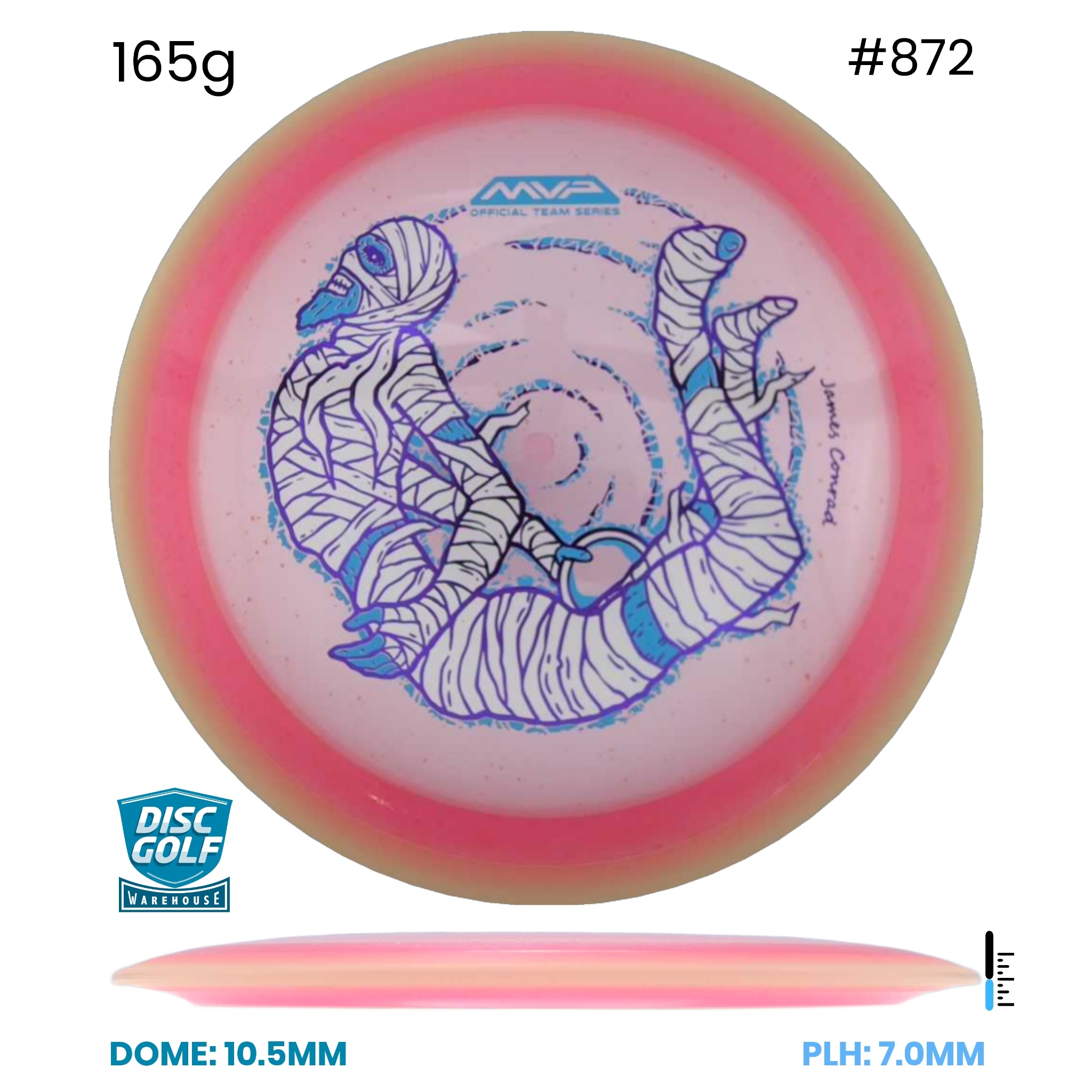 Disc Golf Warehouse MVP Trail - Particle Proton Plastic - James Conrad Halloween Team Series Pink/Blue Metallic, Purple Metallic 165g