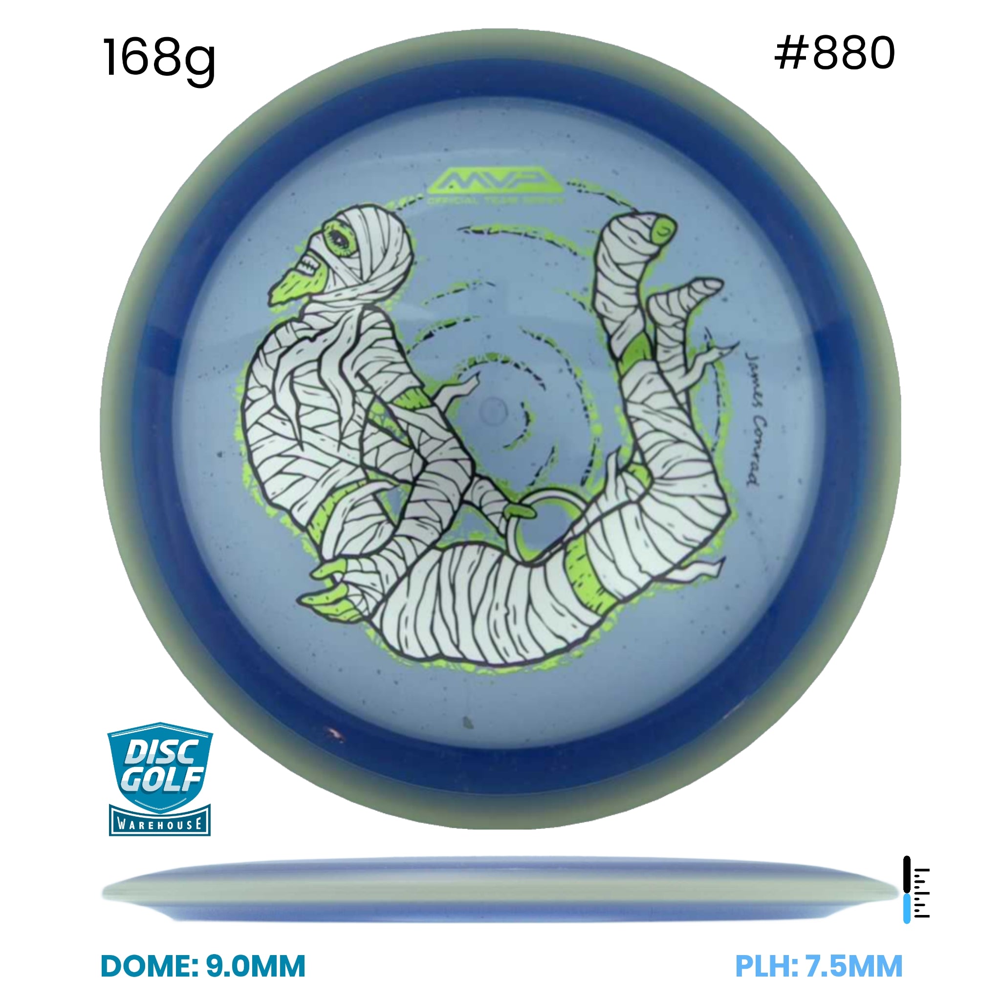Disc Golf Warehouse MVP Trail - Particle Proton Plastic - James Conrad Halloween Team Series Purple/Black, Green Metallic 168g