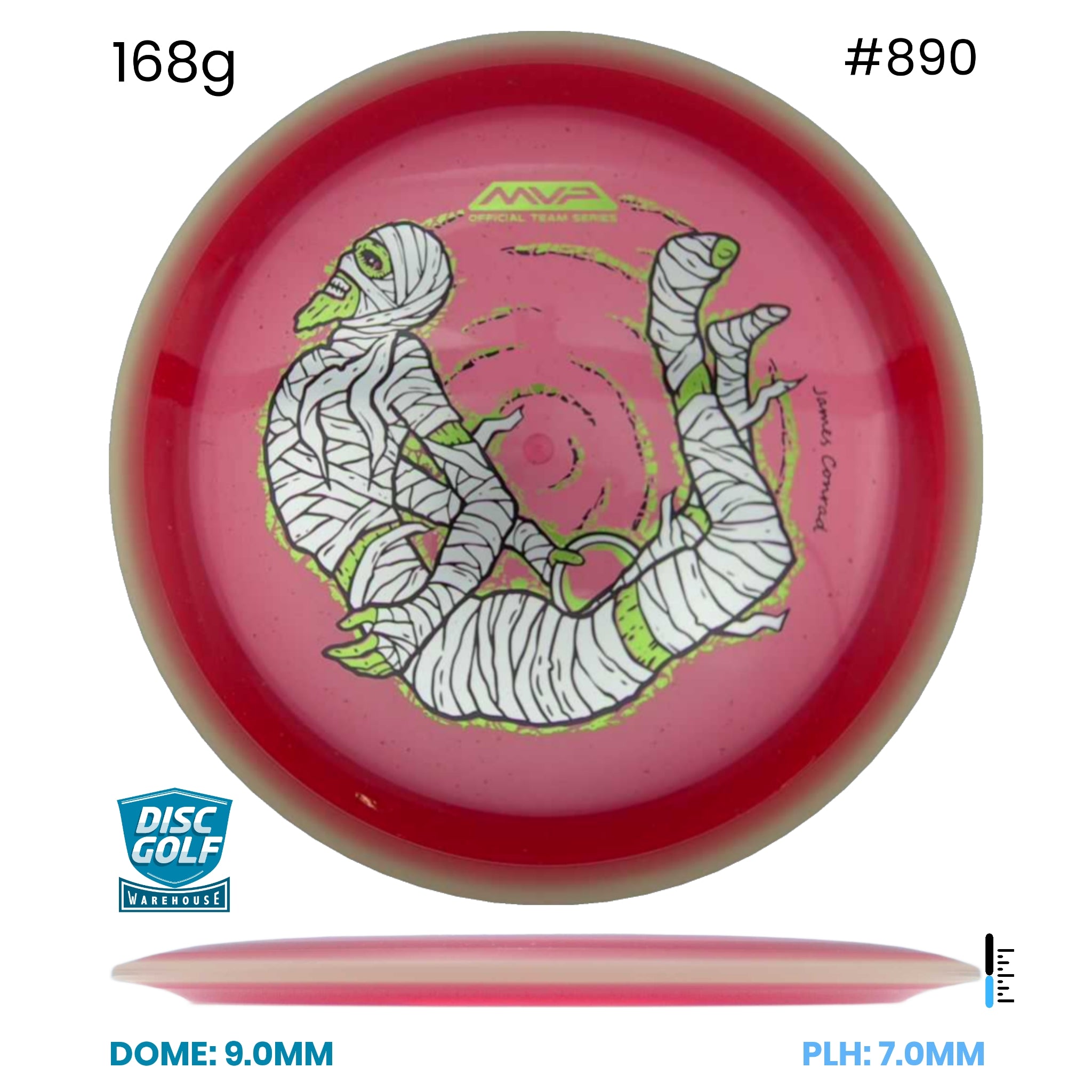 Disc Golf Warehouse MVP Trail - Particle Proton Plastic - James Conrad Halloween Team Series Red/Black, Green Metallic 168g