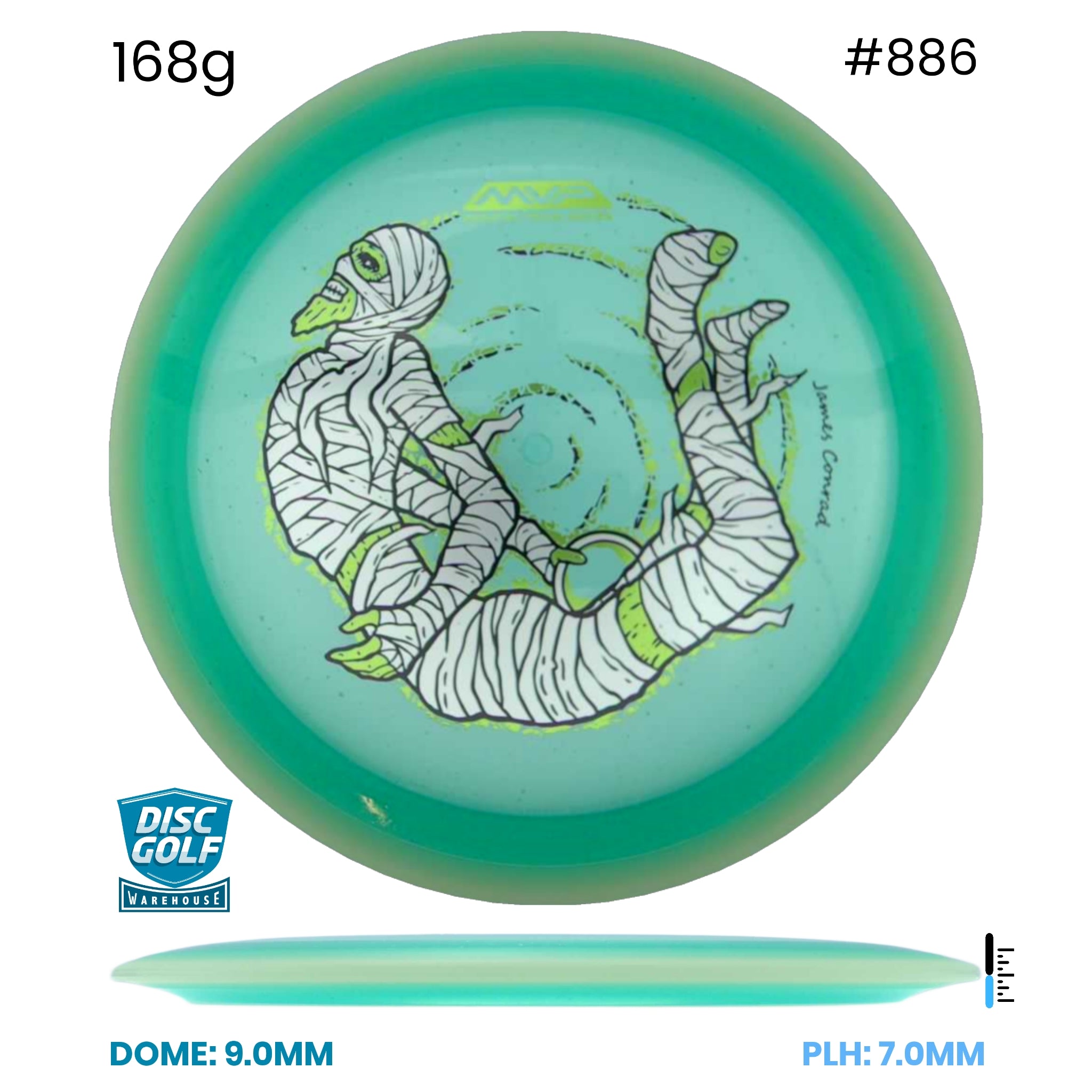 Disc Golf Warehouse MVP Trail - Particle Proton Plastic - James Conrad Halloween Team Series Teal/Blue Metallic, Purple Metallic 168g