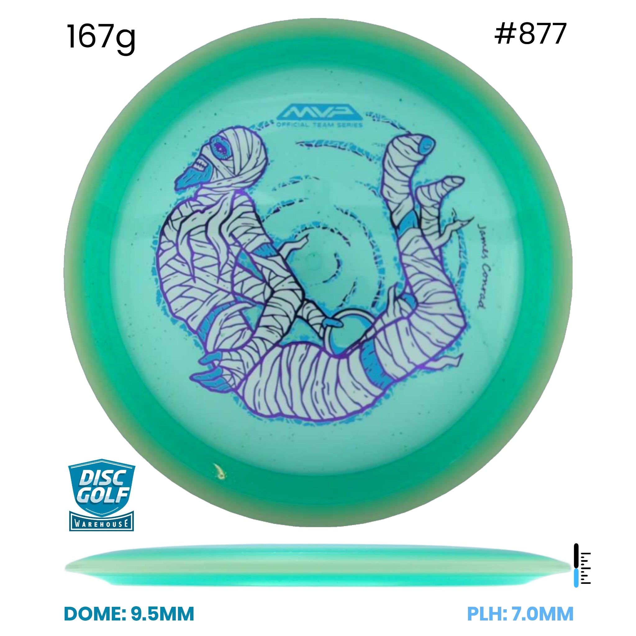 Disc Golf Warehouse MVP Trail - Particle Proton Plastic - James Conrad Halloween Team Series Teal/Purple Metallic, Blue Metallic 167g