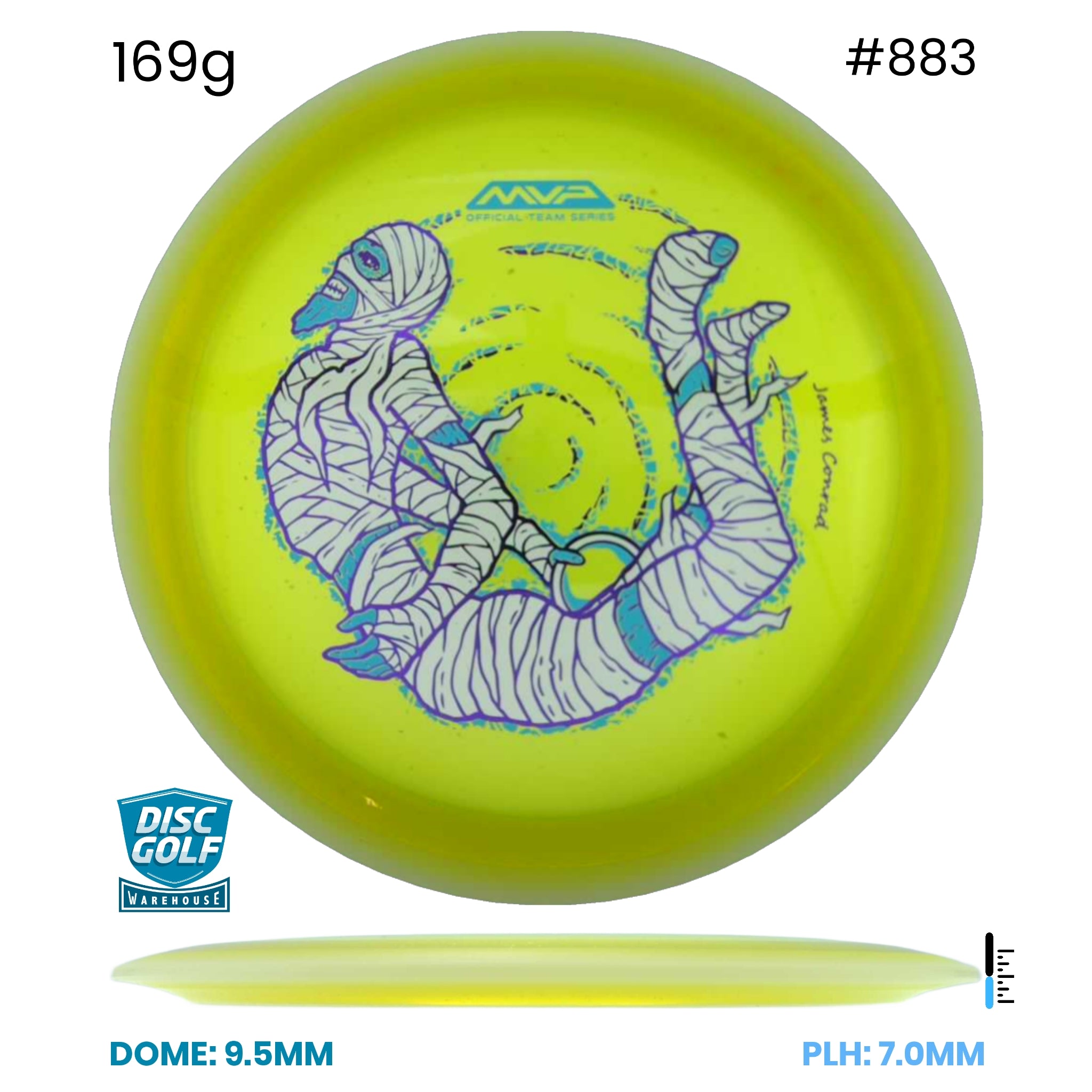 Disc Golf Warehouse MVP Trail - Particle Proton Plastic - James Conrad Halloween Team Series Yellow/Blue Metallic, Purple Metallic 169g