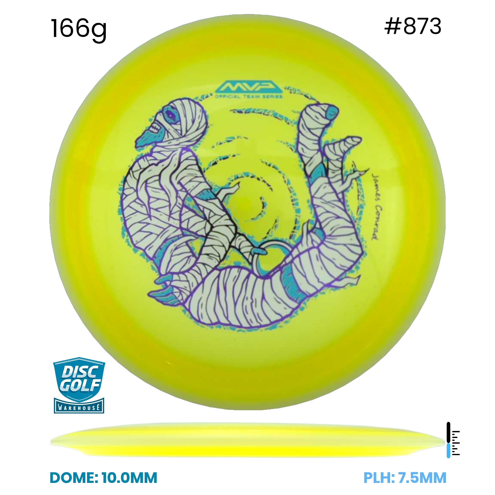 Disc Golf Warehouse MVP Trail - Particle Proton Plastic - James Conrad Halloween Team Series Yellow/Purple Metallic, Blue Metallic 166g