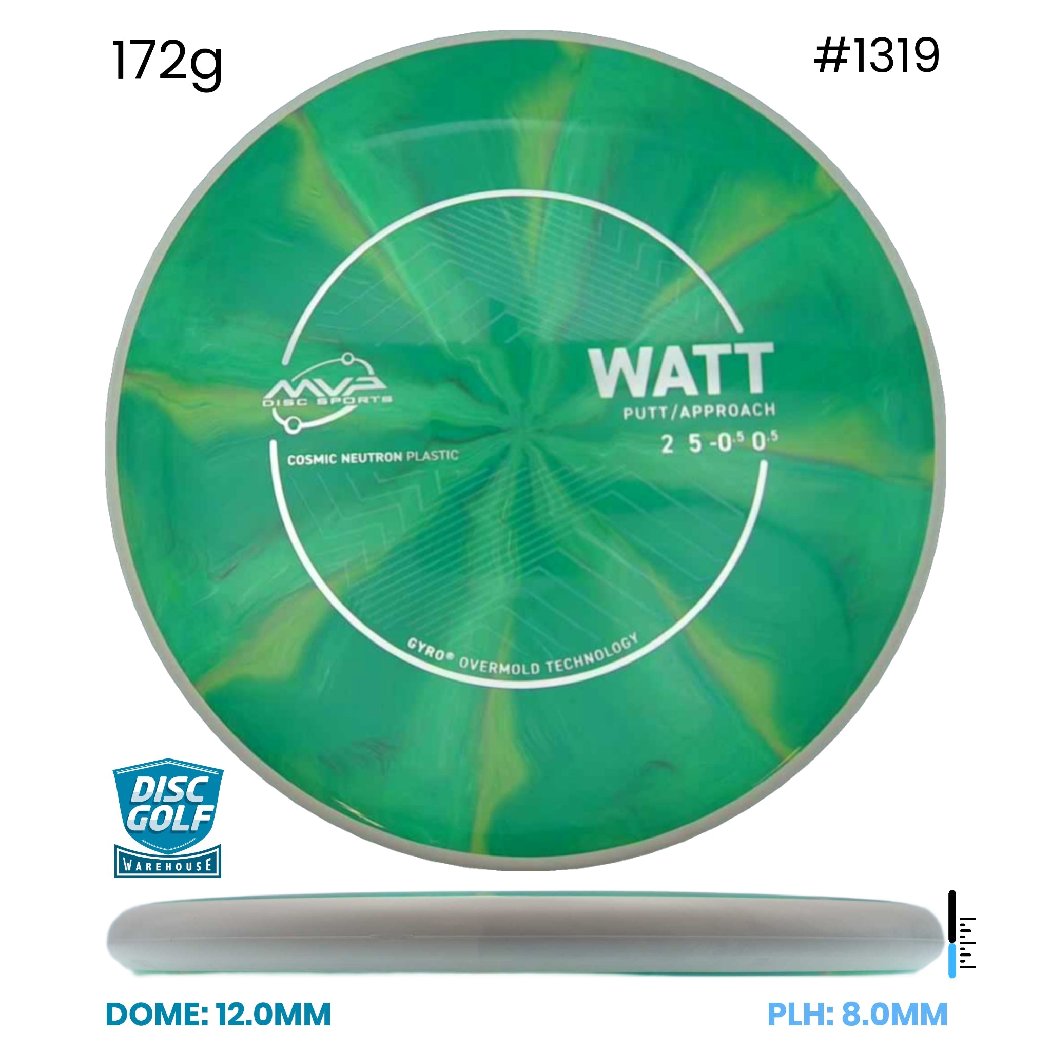 Disc Golf Warehouse MVP Watt - Cosmic Neutron Plastic Teal/White 172g