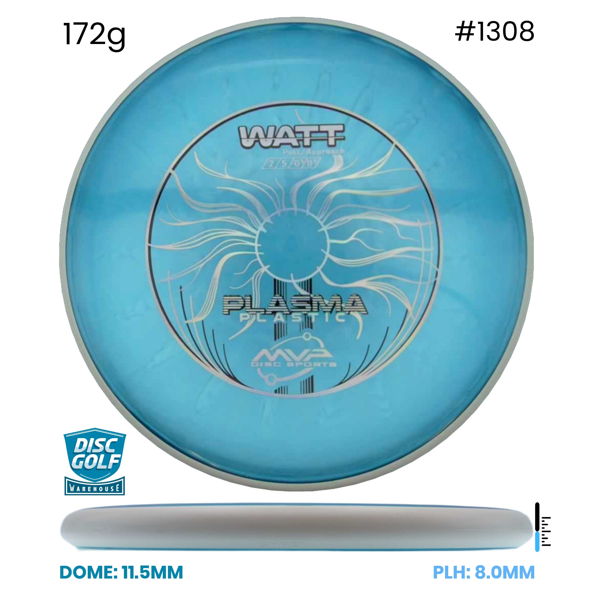 Disc Golf Warehouse MVP Watt - Plasma Plastic Blue/Silver 172g