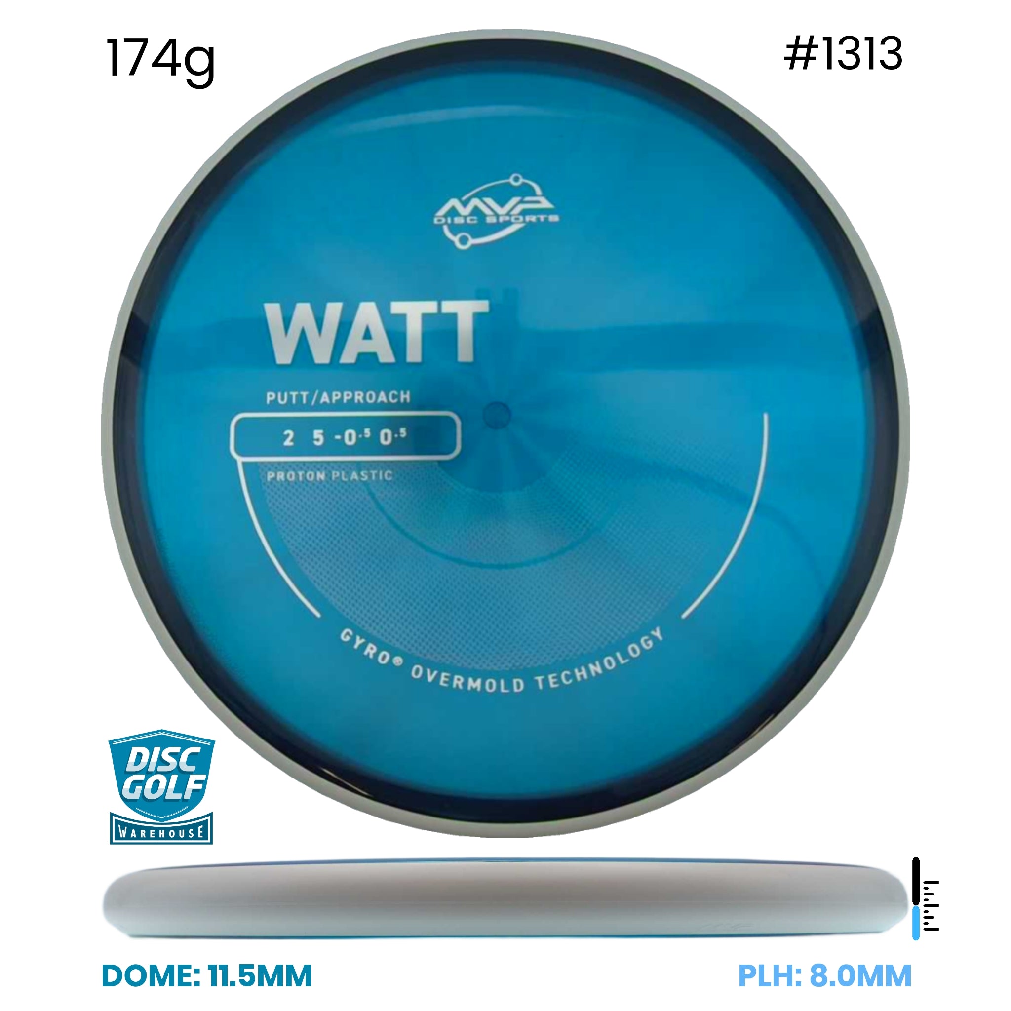 Disc Golf Warehouse MVP Watt - Proton Plastic Blue/Silver 174g