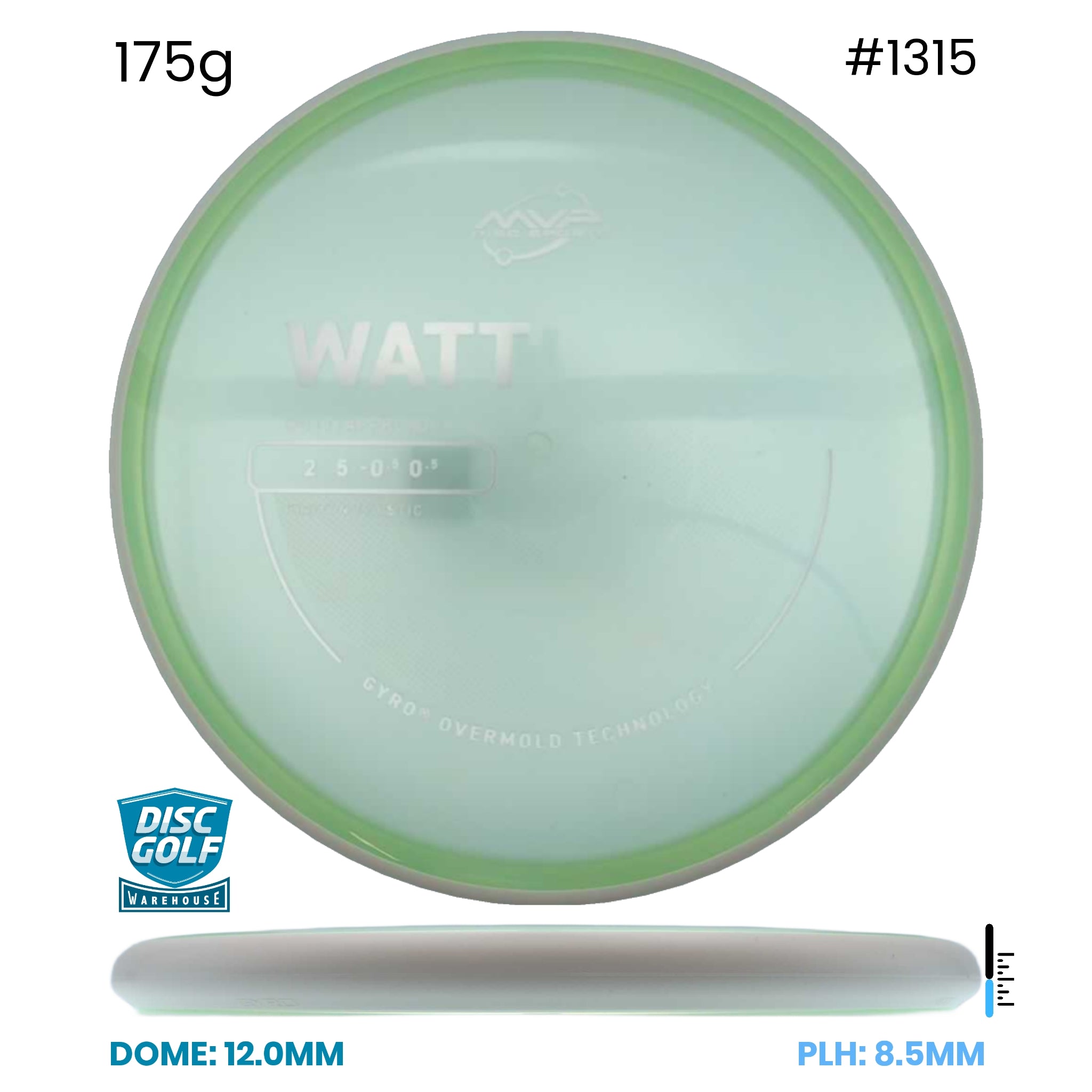 Disc Golf Warehouse MVP Watt - Proton Plastic Clear/Ghost 175g