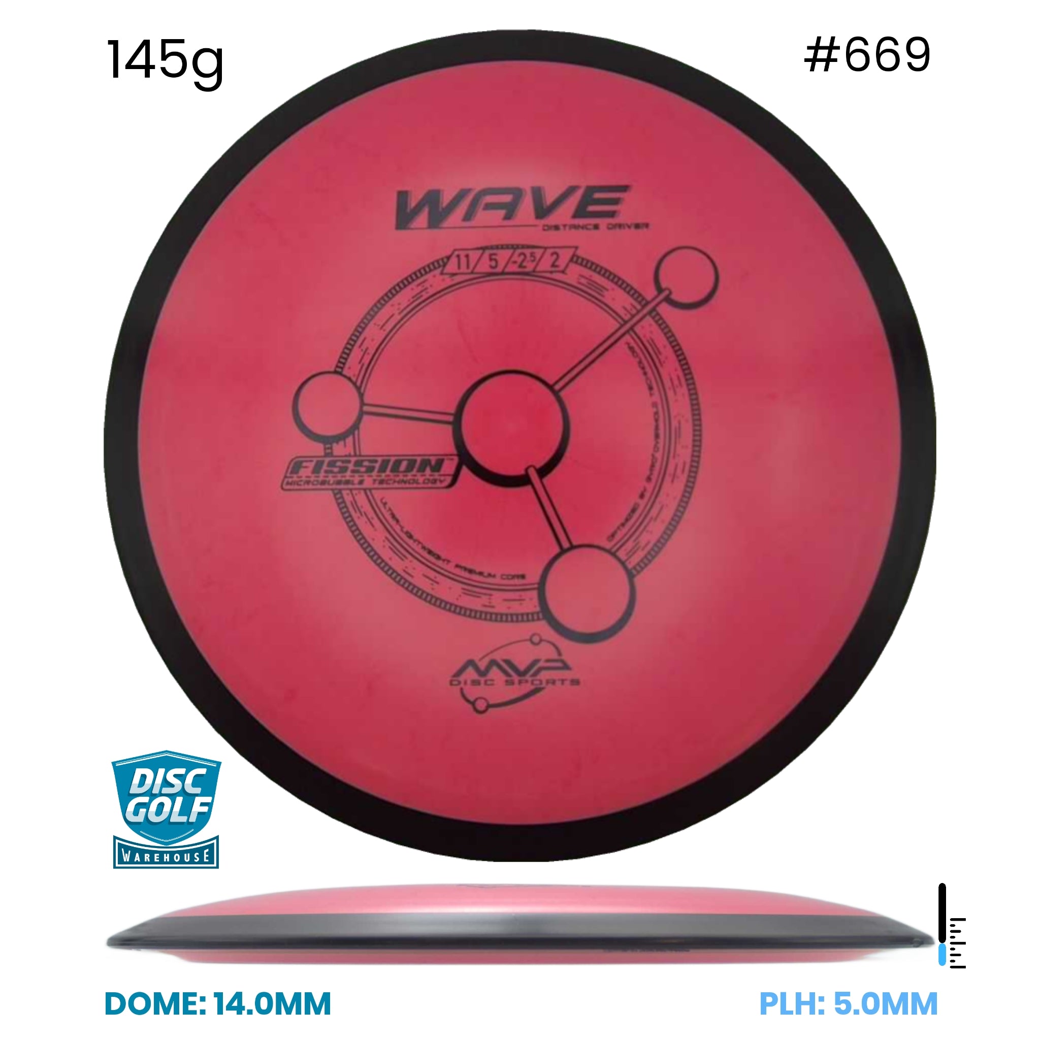 Disc Golf Warehouse MVP Wave - Fission Plastic Red 145g