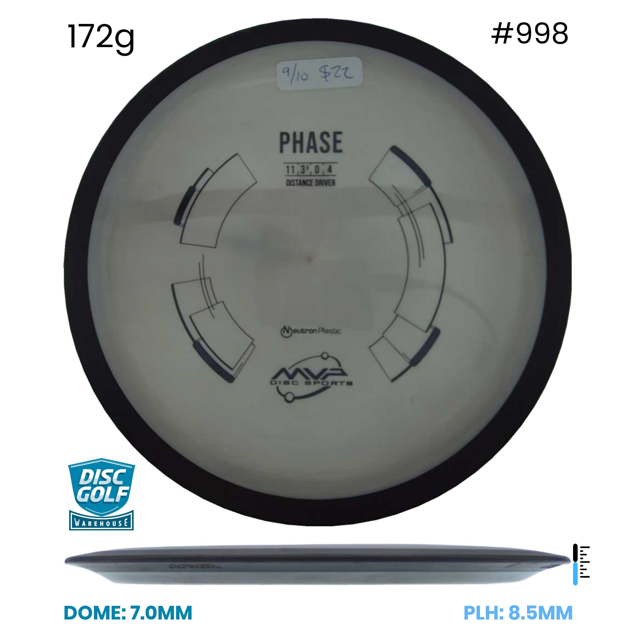 Disc Golf Warehouse Pre-loved Distance Drivers Phase - Neutron - 9/10/Black 172g