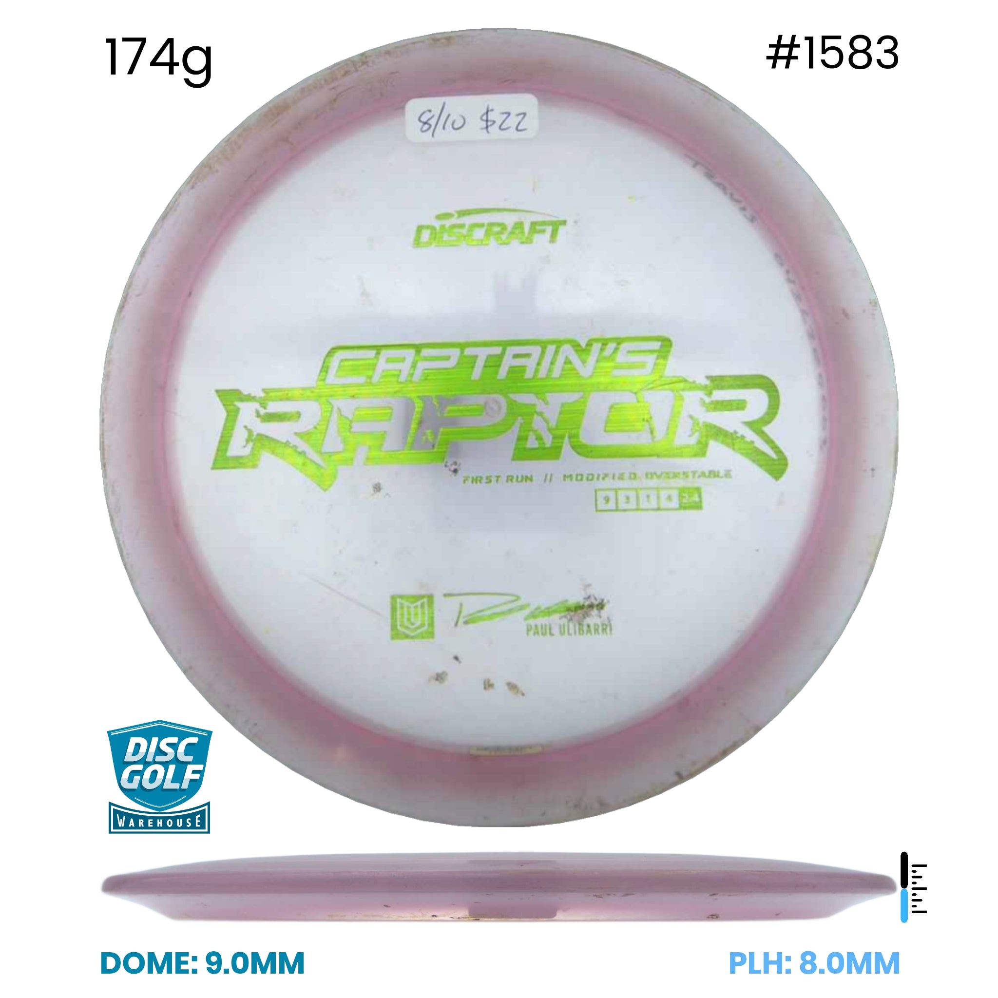 Disc Golf Warehouse Pre-loved Fairway Drivers Captains Raptor - Z - 8/10 174g